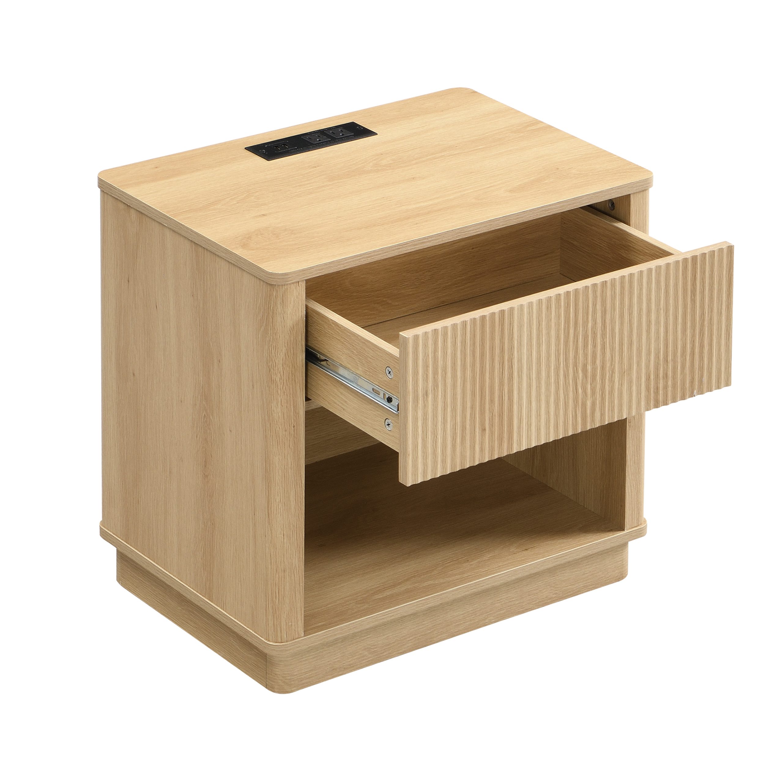 Charging Nightstand Set of 2, Bedside Tables with Charging Stations, Outlet/USB Bedside Tables with Drawer, Modern Set for Bedroom,Natural Color - Image 5