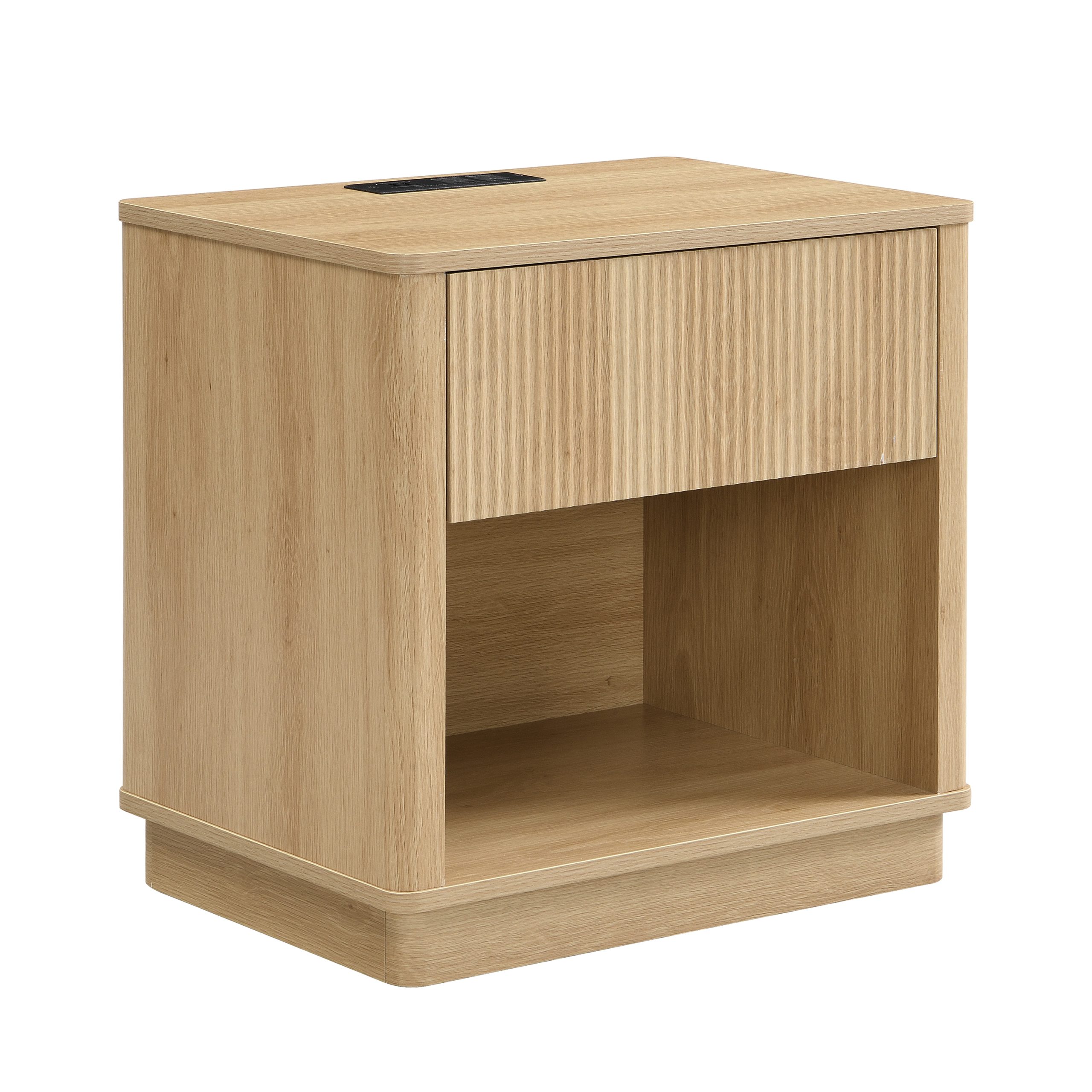 Nightstand with Outlet & USB Port, Modern Bedside Table with Charging Station and Storage Drawer, Modern Design for Small Spaces,Natural Color - Image 5