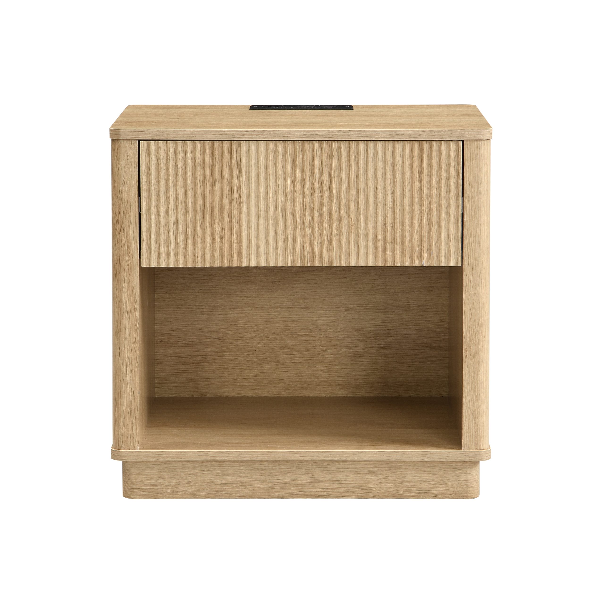 Nightstand with Outlet & USB Port, Modern Bedside Table with Charging Station and Storage Drawer, Modern Design for Small Spaces,Natural Color - Image 6