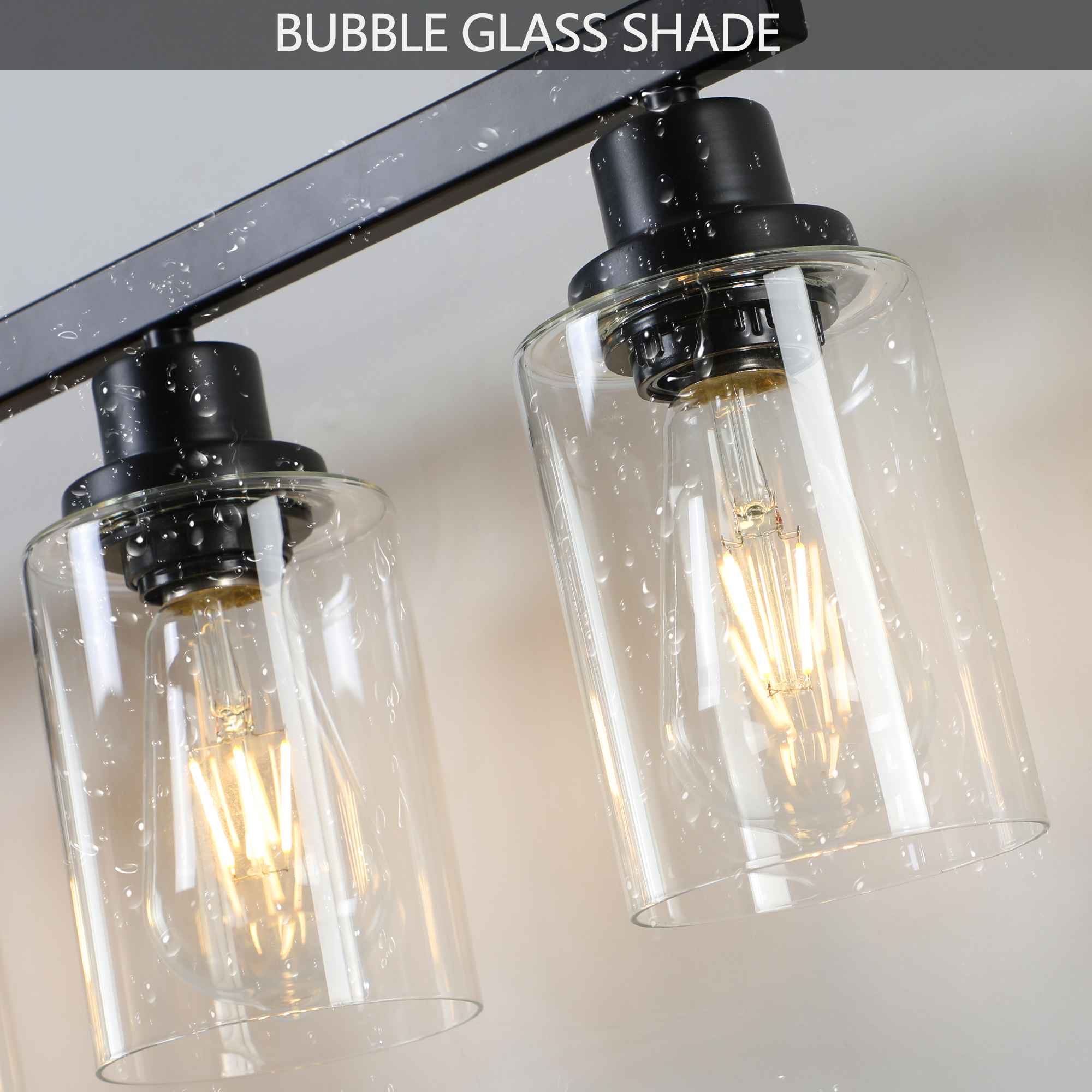 51" Black 8-Light Vanity Light with Clear Glass Shades, Modern Iron Metal Bathroom Wall Fixture for Mirror, Ideal for Bathroom and Dressing Table (No Bulbs) - Image 5