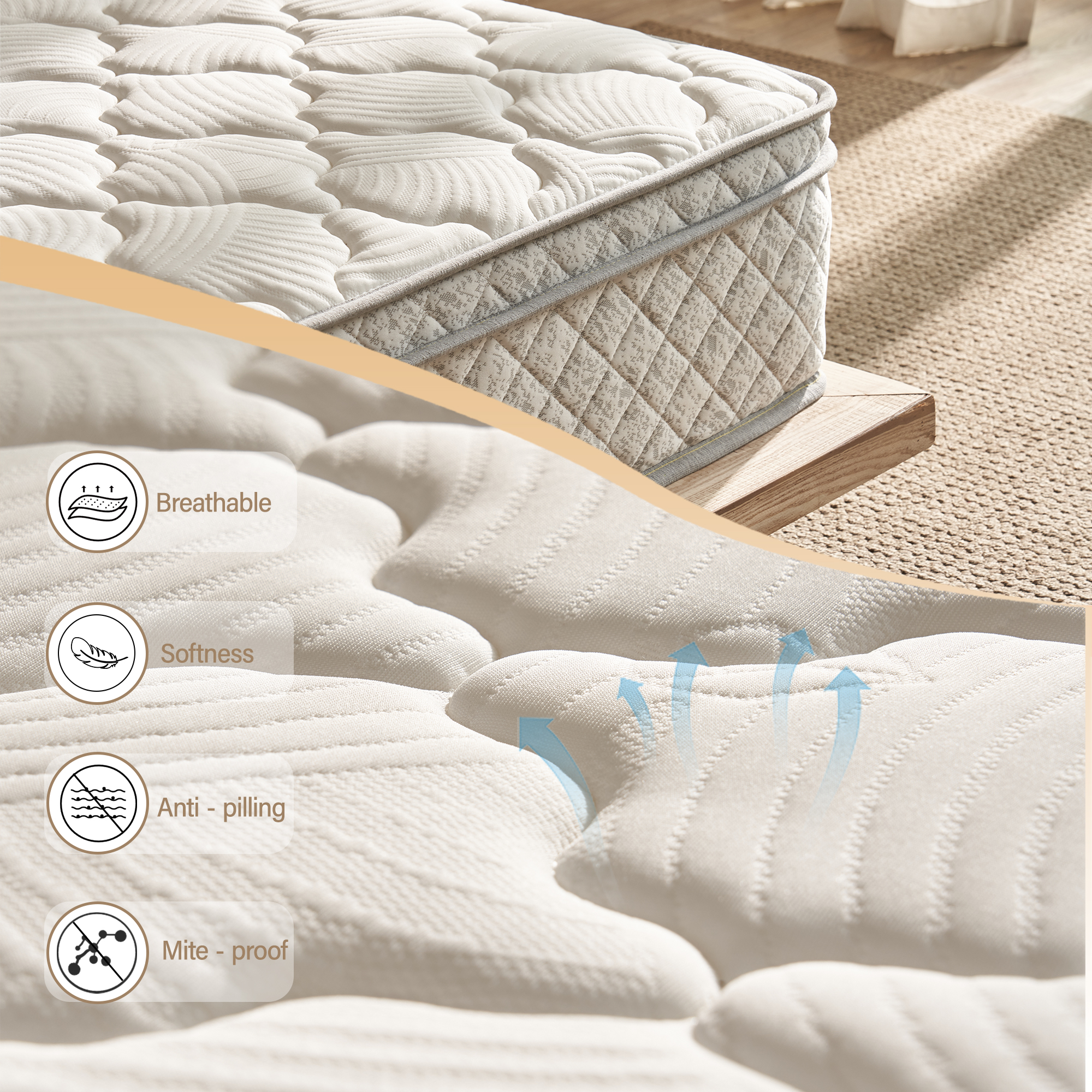 Full Size Mattress,12 Inch Hybrid Full Mattress in a Box with Memory Foam and Pocket Spring for Pressure Relief & Comfort Sleep & Zoned Support, Medium Firm,CertiPUR-US & OEKO-TEX - Image 2