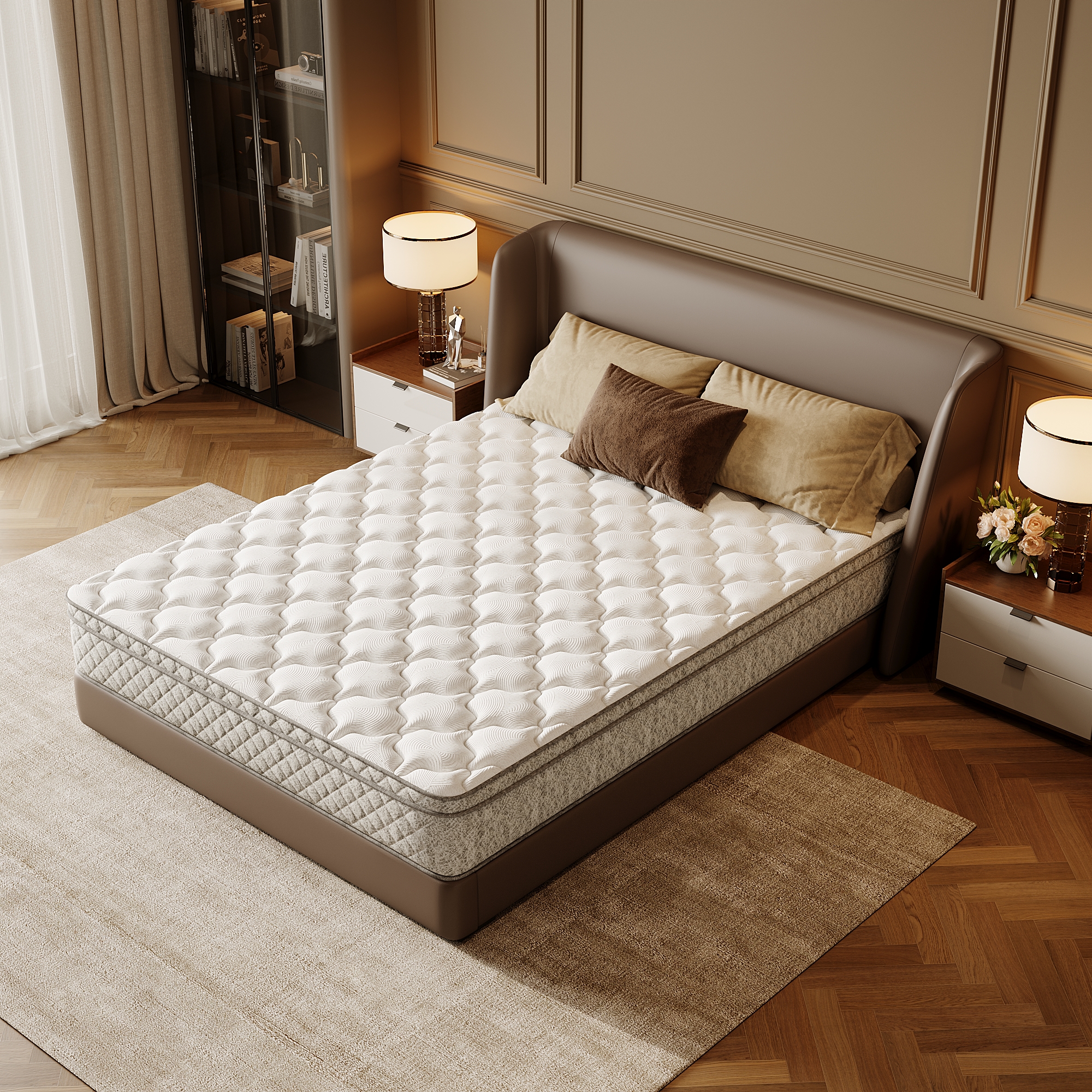 Queen Size Mattress,12 Inch Hybrid Queen Mattress in a Box with Memory Foam and Pocket Spring for Pressure Relief & Comfort Sleep & Zoned Support, Medium Firm,CertiPUR-US & OEKO-TEX