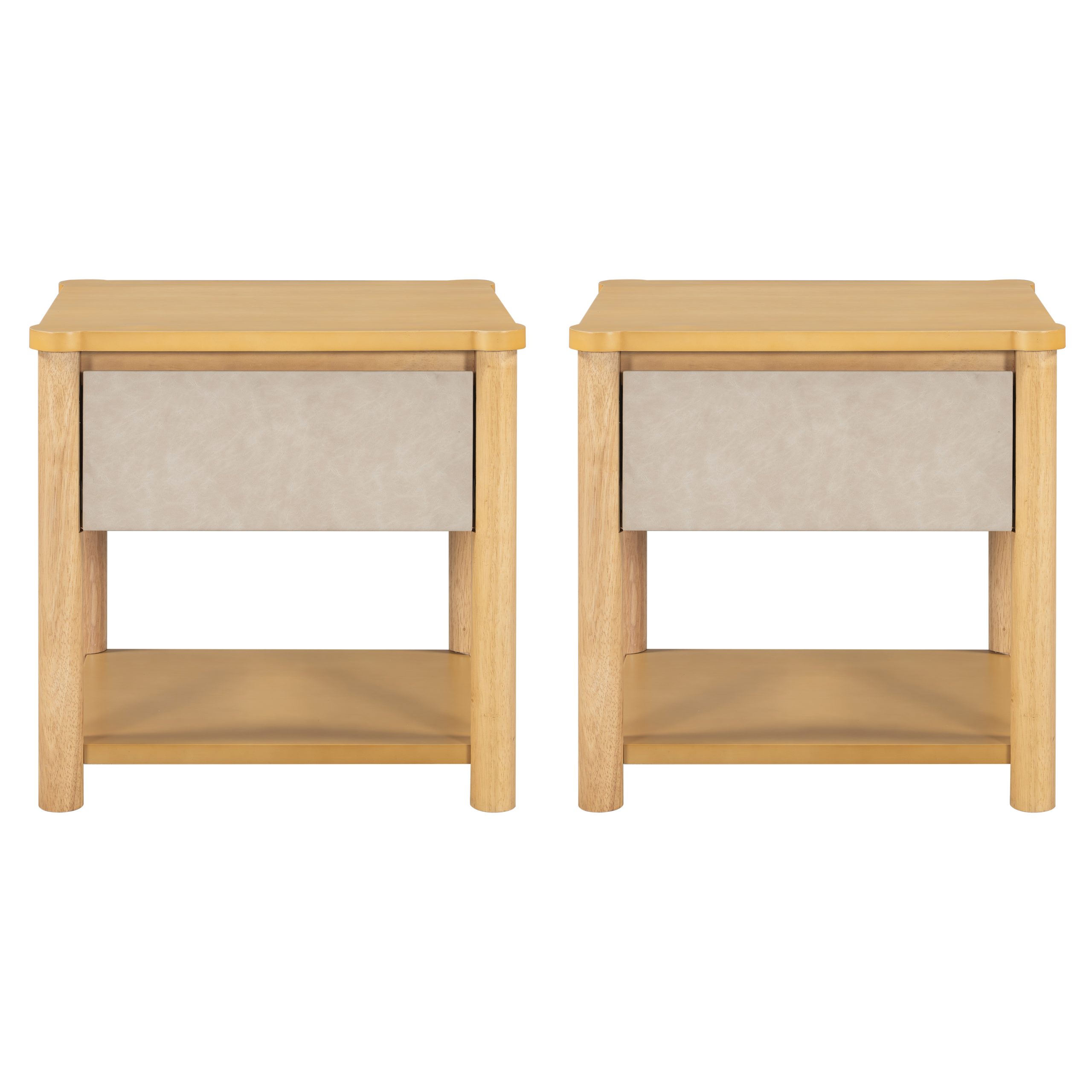 Wood Nightstand,Modern Nightstands with Drawer, Farmhouse Bedside Table for Bedroom Living Room ,MP2(set of 2) Natural&Beige Color - Image 6