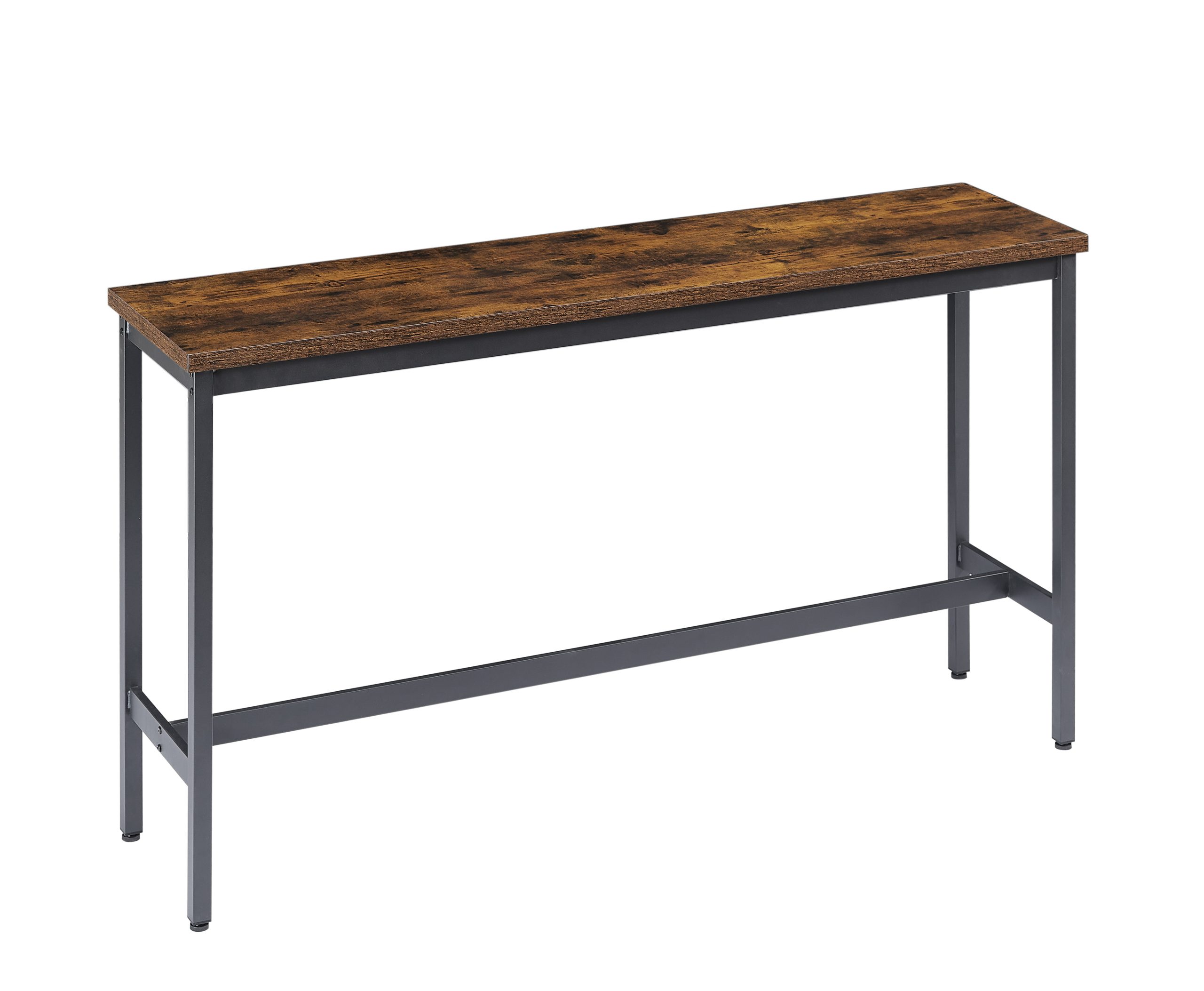 Long Bar Table Set with 3 PU Upholstered Bar Stools, Industrial Bar Table and Chairs for Kitchen Breakfast Table, Living Room, Banquet Hall, Rustic Brown and Black, 63″L x15.7"W x 37.5"H - Image 6