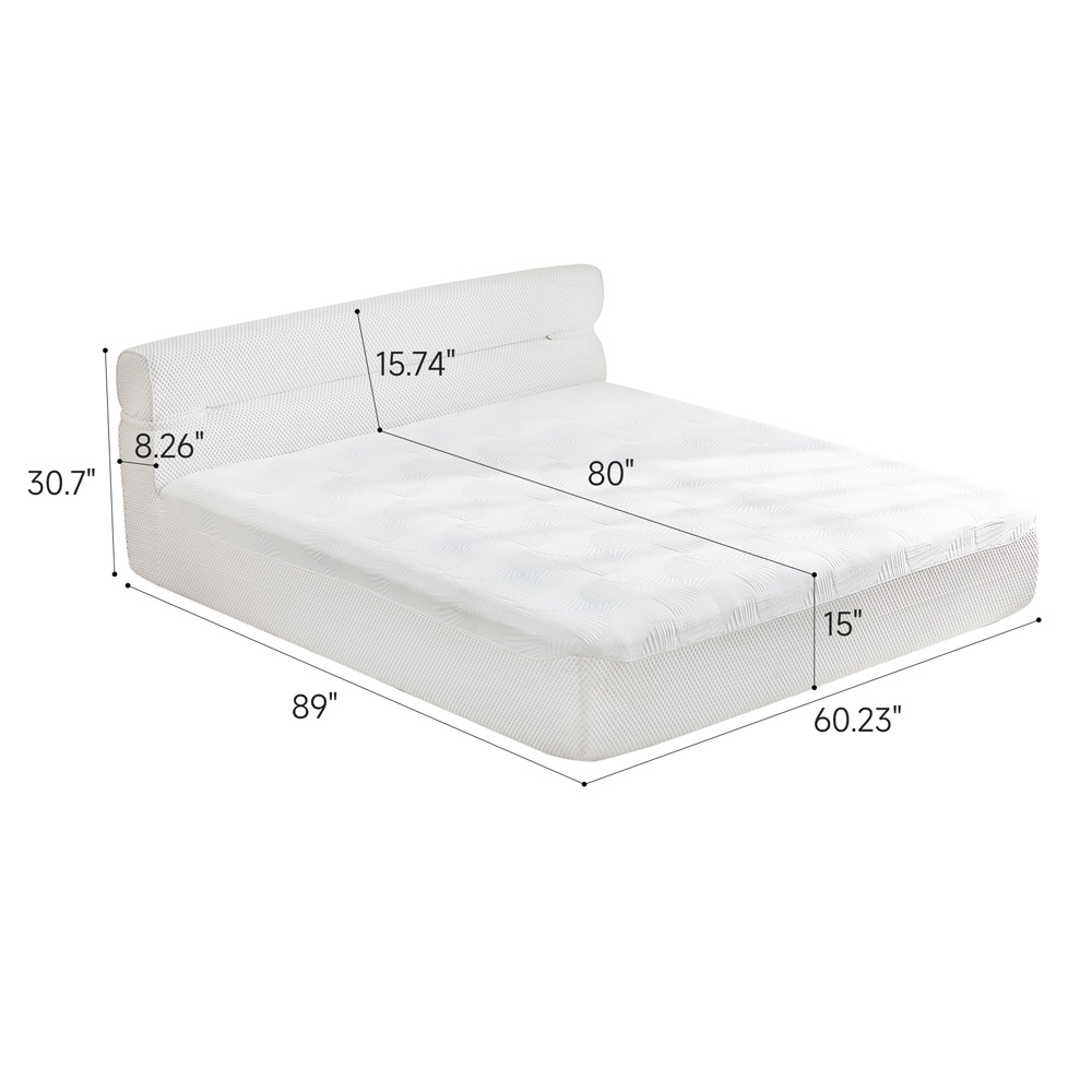 All in One Queen Mattress & Bed Frame 15 Inch Queen Size Mattresses in a Box with Cool Fabric Pressure Relief, Motion Isolation No Assembly Required for Living Room Apartment Bedroom Dormitory - Image 2