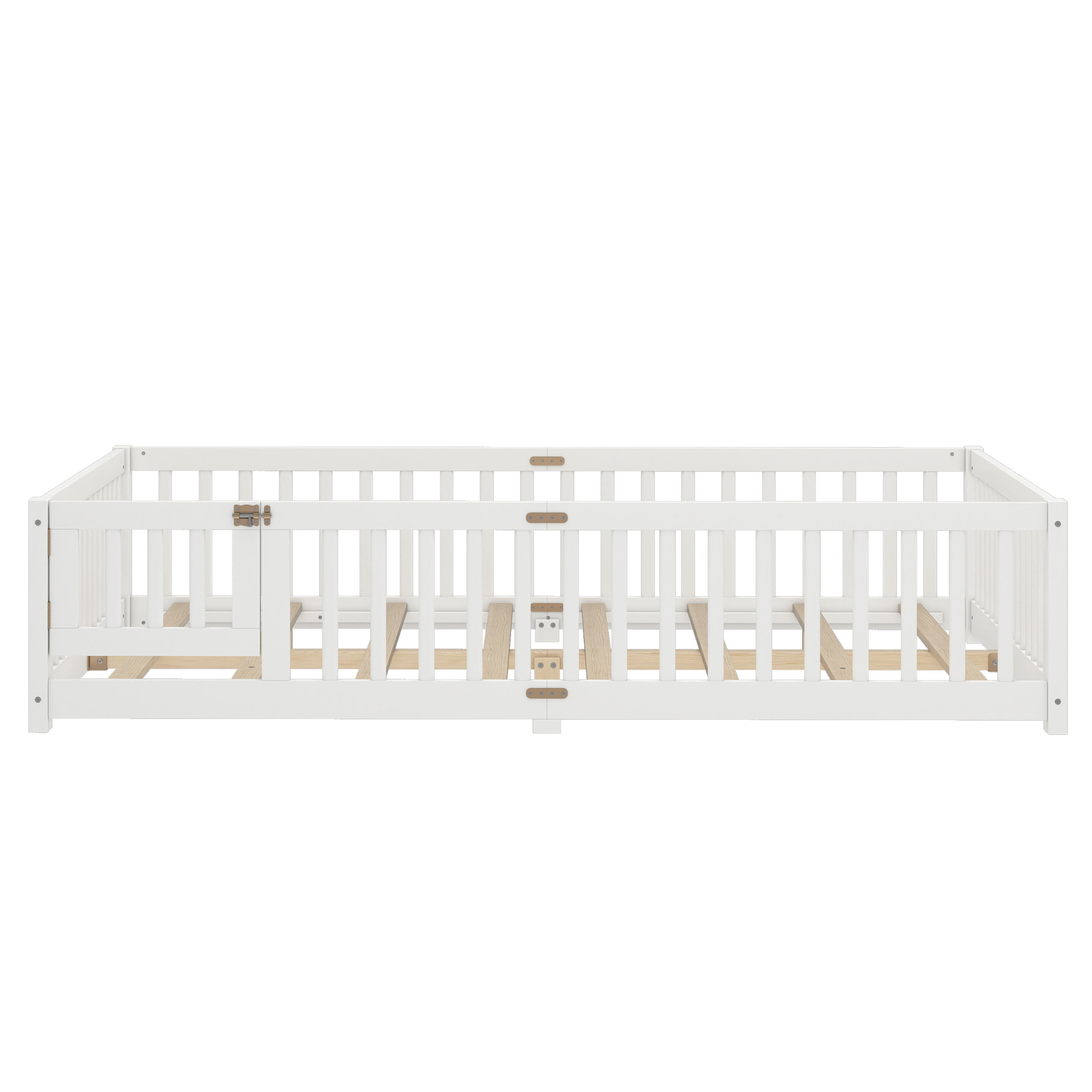 Queen Size Bed Floor Bed with Safety Guardrails and Door for Kids, White(Old SKU: W1580P154628 ) - Image 5