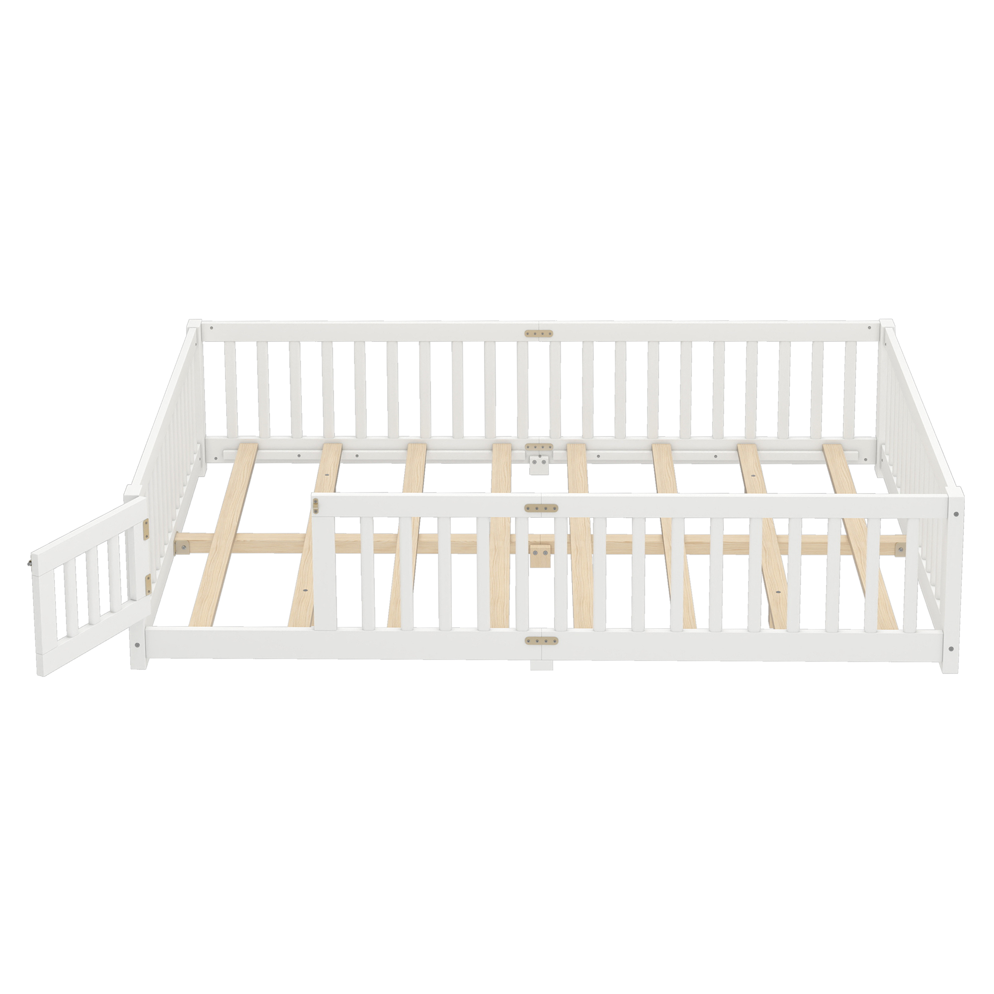 Queen Size Bed Floor Bed with Safety Guardrails and Door for Kids, White(Old SKU: W1580P154628 ) - Image 6