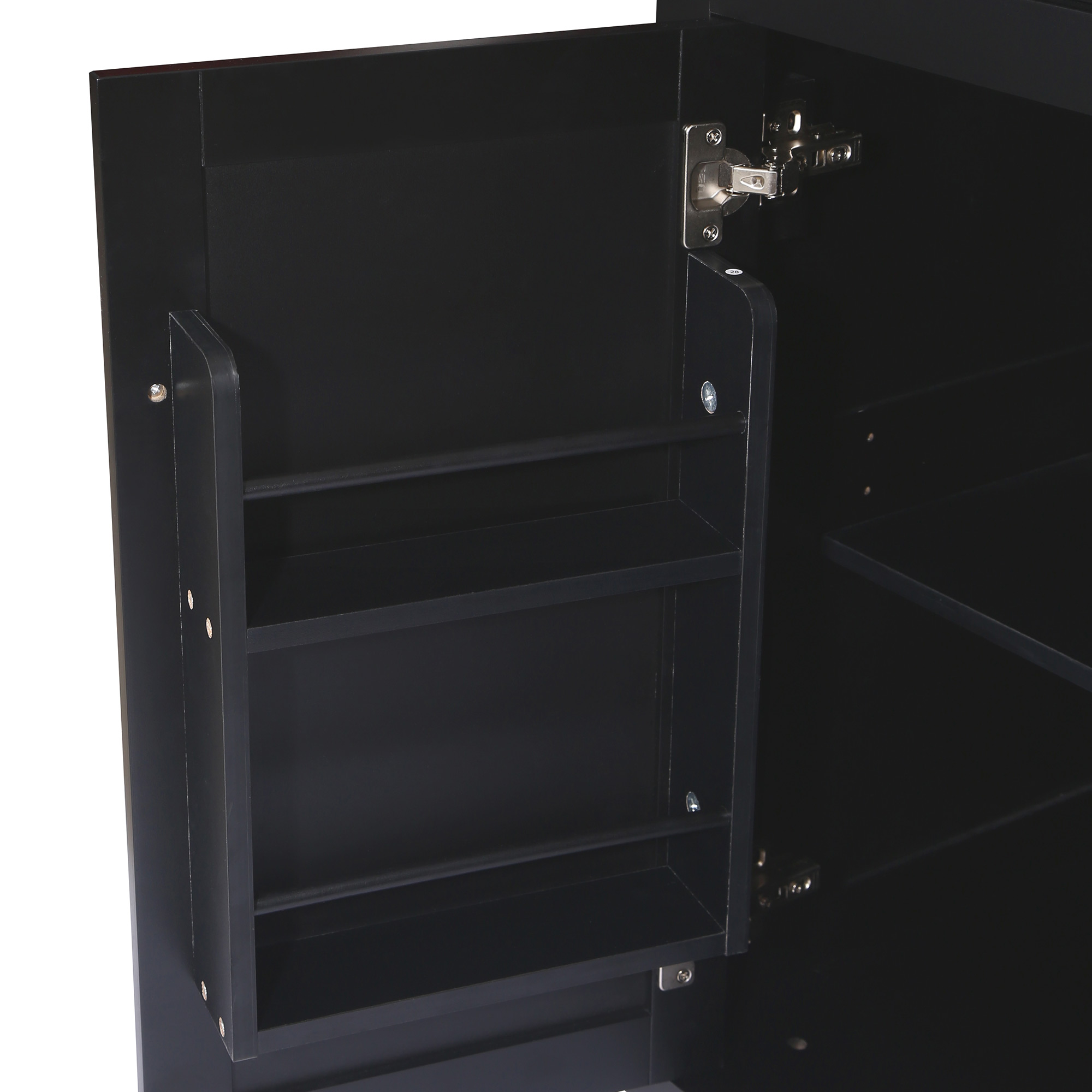 Kitchen Cart with Rubber wood Drop-Leaf Countertop ,Cabinet door internal storage racks,Kitchen Island on 5 Wheels with Storage Cabinet and 3 Drawers for Dinning Room, Black - Image 4