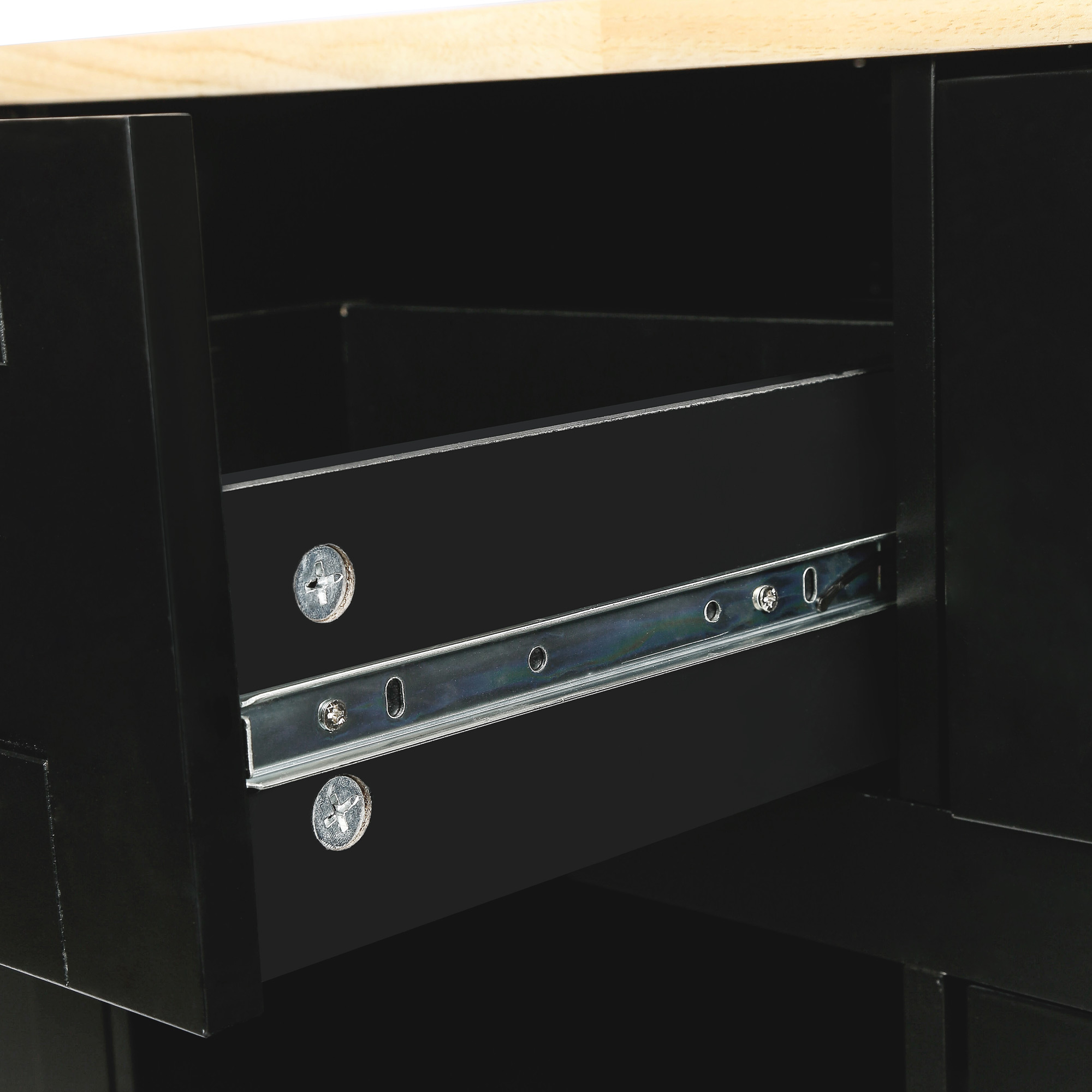 Kitchen Cart with Rubber wood Drop-Leaf Countertop ,Cabinet door internal storage racks,Kitchen Island on 5 Wheels with Storage Cabinet and 3 Drawers for Dinning Room, Black - Image 5