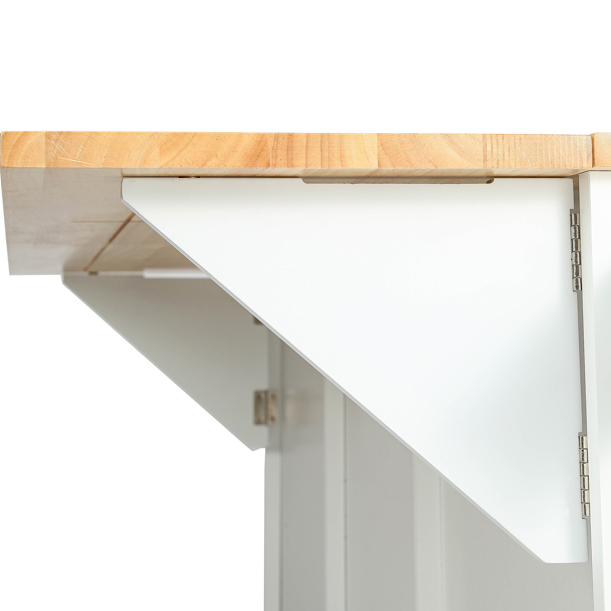 Kitchen Cart with Rubber wood Drop-Leaf Countertop ,Cabinet door internal storage racks,Kitchen Island on 5 Wheels with Storage Cabinet and 3 Drawers for Dinning Room,White - Image 5