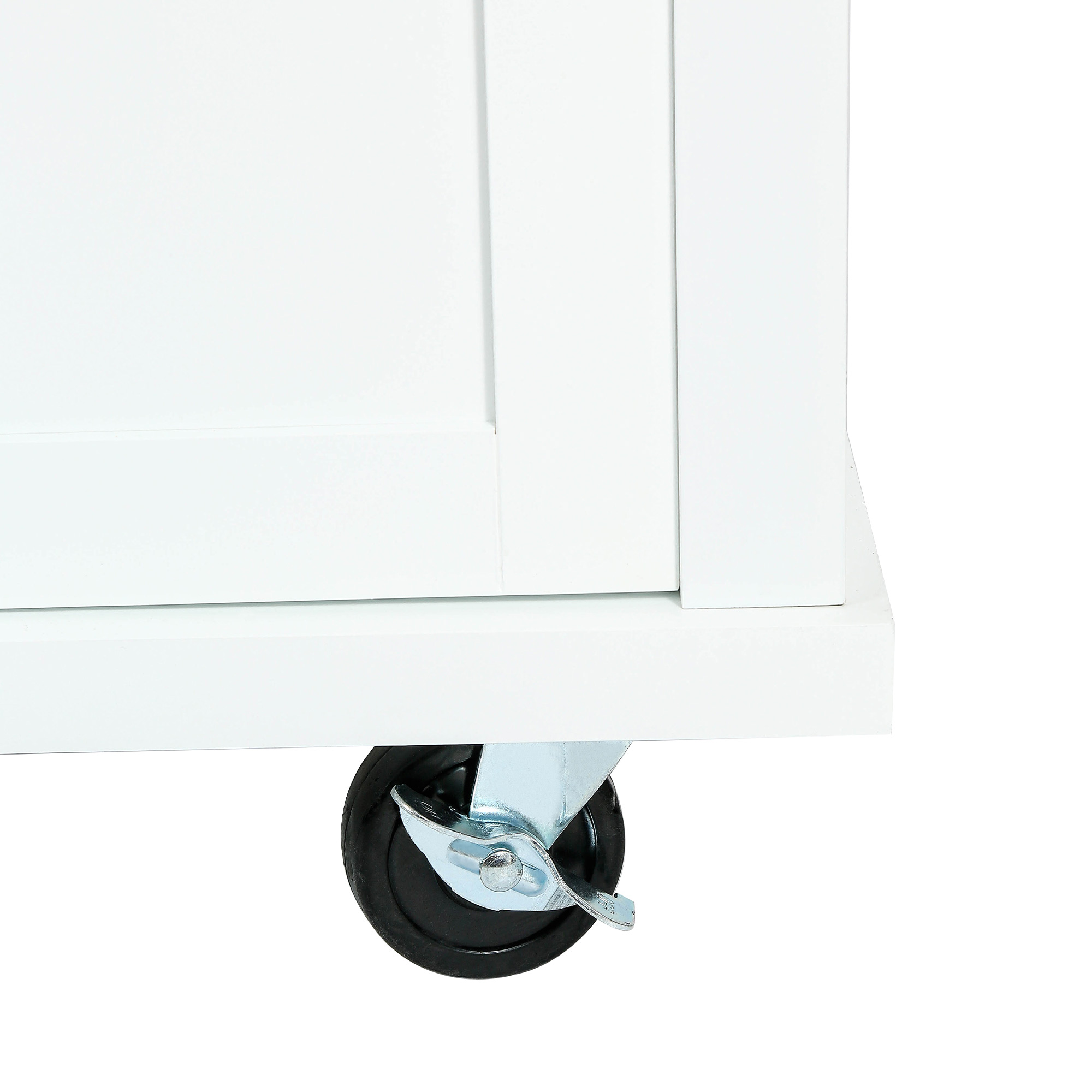 Kitchen Cart with Rubber wood Drop-Leaf Countertop ,Cabinet door internal storage racks,Kitchen Island on 5 Wheels with Storage Cabinet and 3 Drawers for Dinning Room,White - Image 6