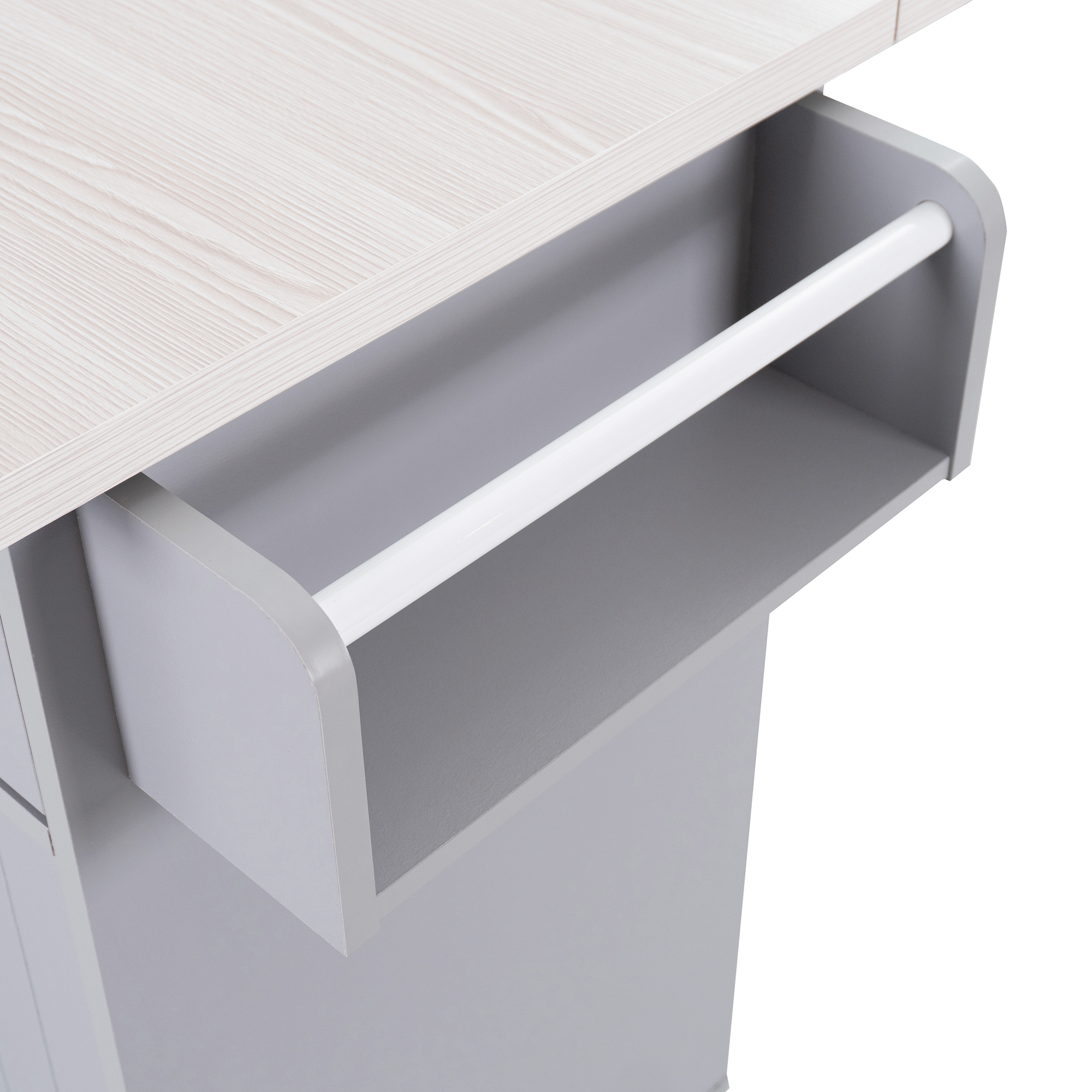 K&K Kitchen Island with Trash Can Storage Cabinet, Kitchen Cart with Drop Leaf, Spice Rack, Towel Rack and Drawer, Rolling Kitchen Island on Wheels with Adjustable Shelf, Grey - Image 2