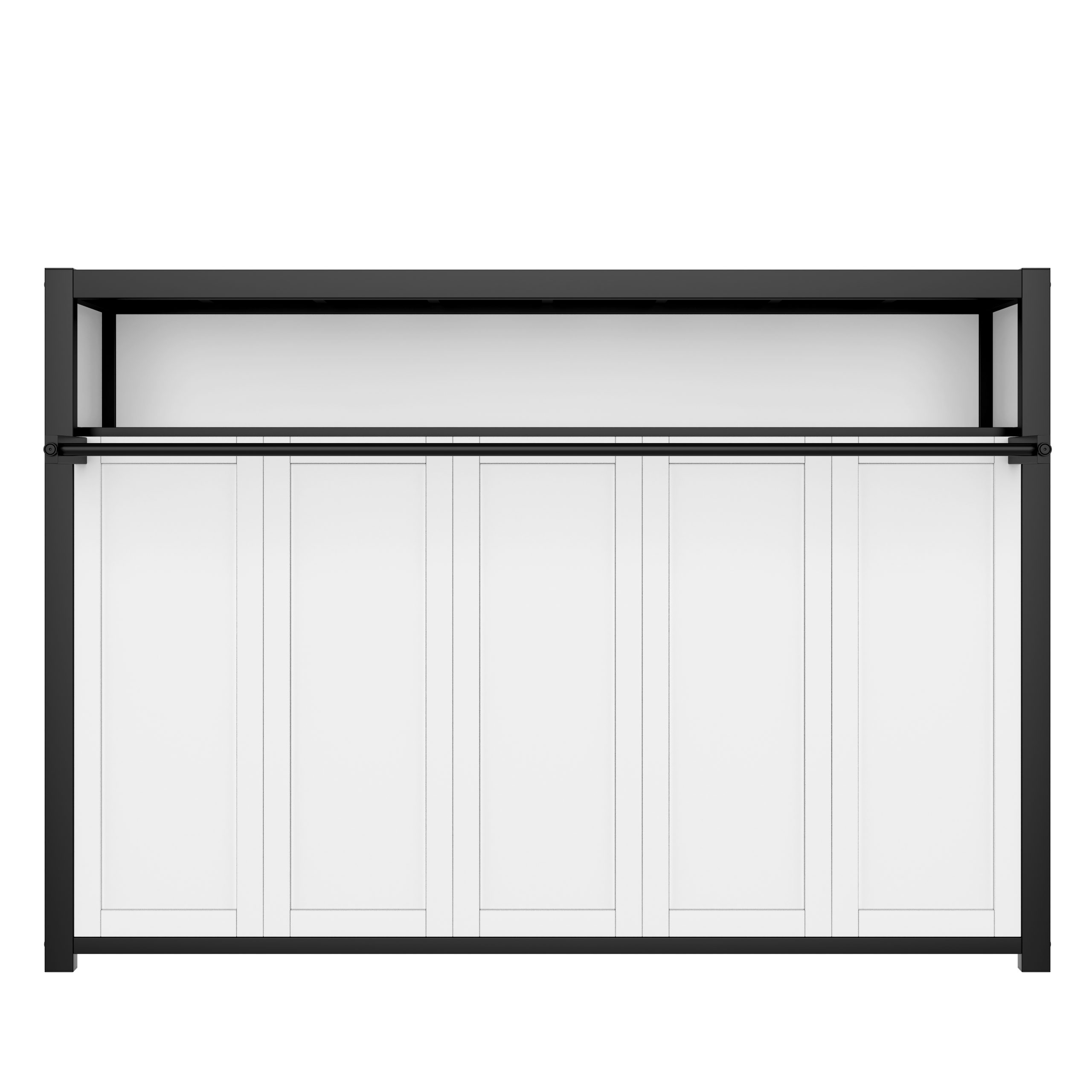 Twin Size Murphy Bed with Shelves, Metal Wall Bed with Foldable and Space-saving Design, White - Image 5