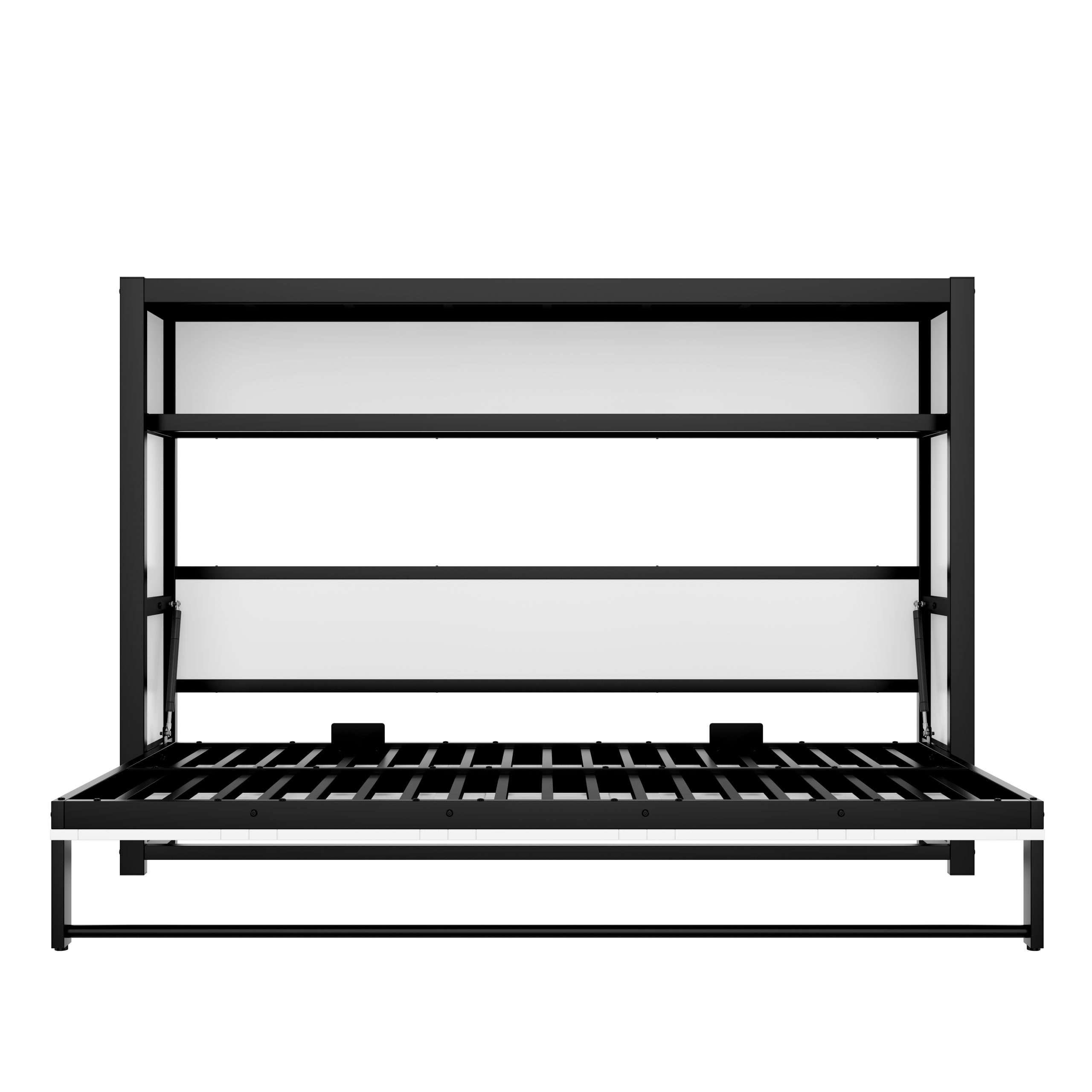 Twin Size Murphy Bed with Shelves, Metal Wall Bed with Foldable and Space-saving Design, White - Image 6