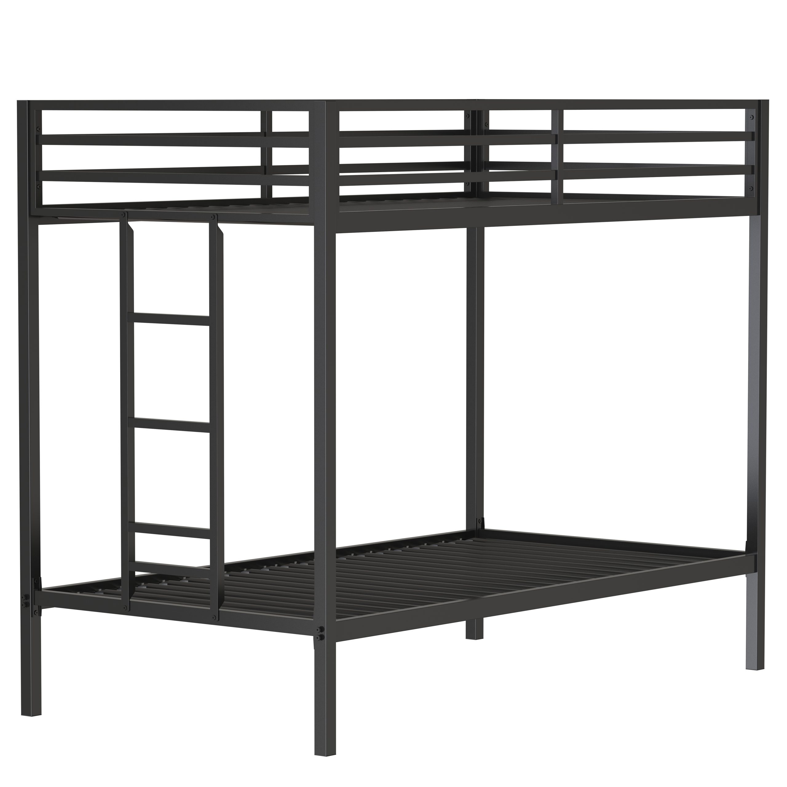 Adam Sturdy Twin Over Twin Bunk Bed Metal Black for Kids and Adult, Twin Over Twin Bunk Bed with Ladder and Guardrails, Easy Climbing, Beds for Bedroom - Image 3