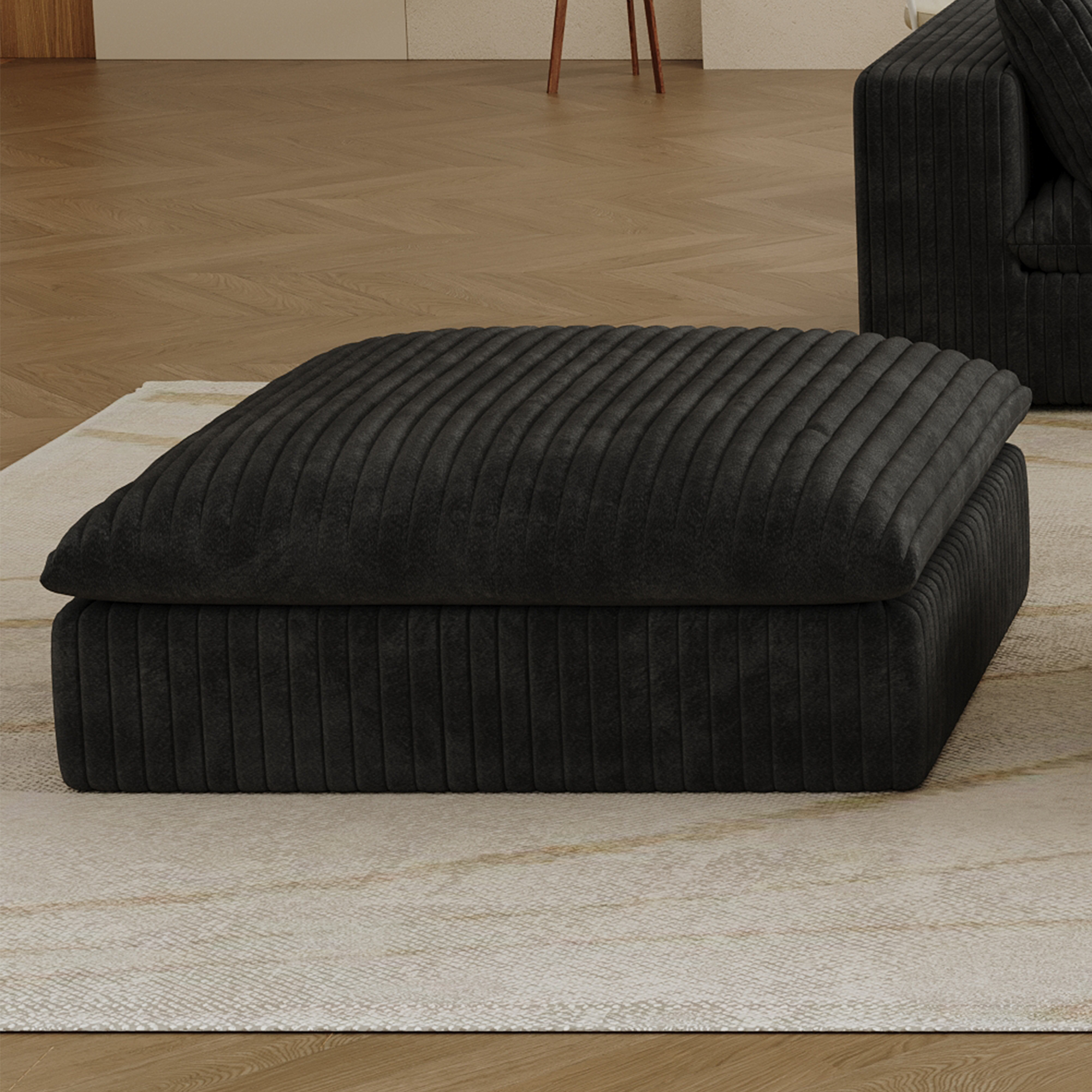 Cloud Sofa,Corduroy Fabric,Deep Seat Couches,Double-layer design,Removable Cushion,No Assembly, DIY Combination for Living room, Bedroom,Conference room ,Apartment,Black - Image 2