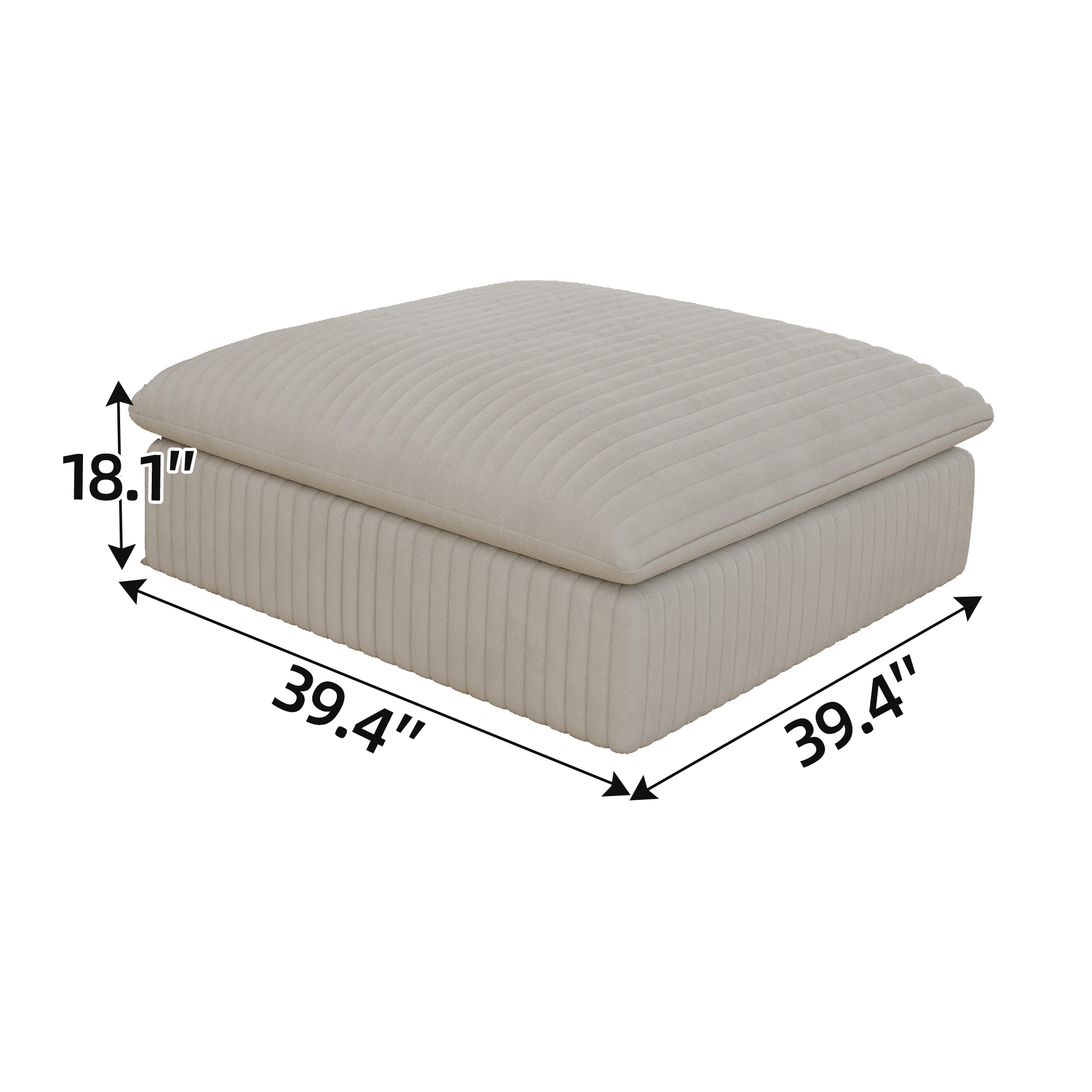 Cloud Sofa,Corduroy Fabric,Deep Seat Couches,Double-layer design,Removable Cushion,No Assembly, DIY Combination for Living room, Bedroom,Conference room ,Apartment,White - Image 3