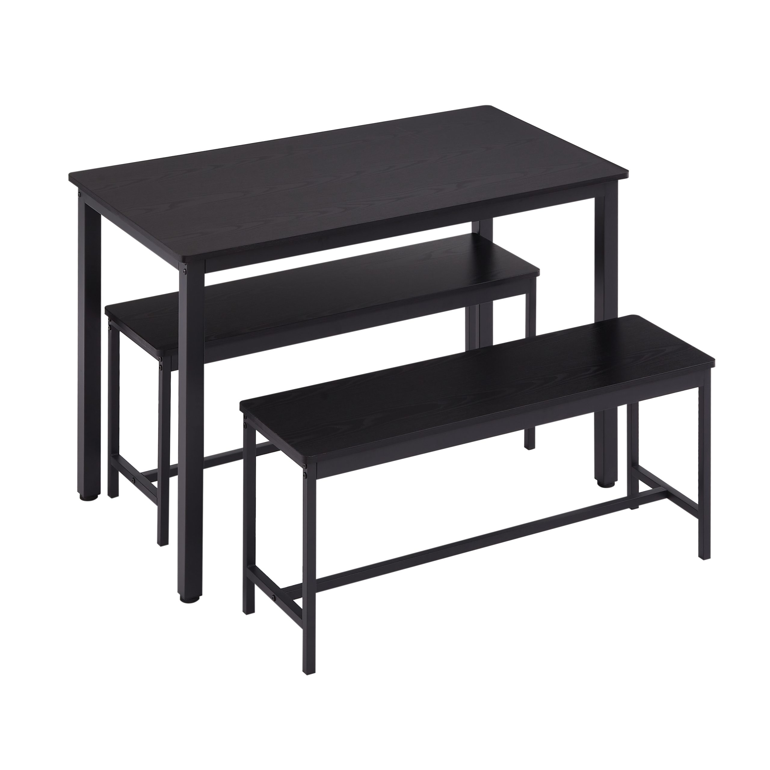 Dining Table Set, Bar Table with 2 Dining Benches, Kitchen Table Counter with Chairs, Industrial for Kitchen Breakfast Table, Living Room, Party Room, Black , 43.3″L x23.6″W x 29.9″H - Image 5
