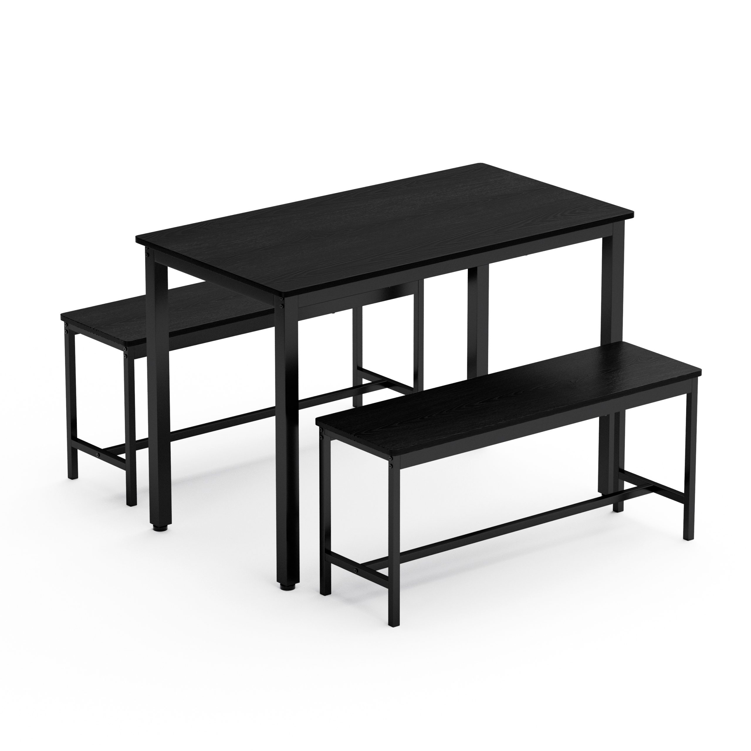 Dining Table Set, Bar Table with 2 Dining Benches, Kitchen Table Counter with Chairs, Industrial for Kitchen Breakfast Table, Living Room, Party Room, Black , 43.3″L x23.6″W x 29.9″H - Image 6