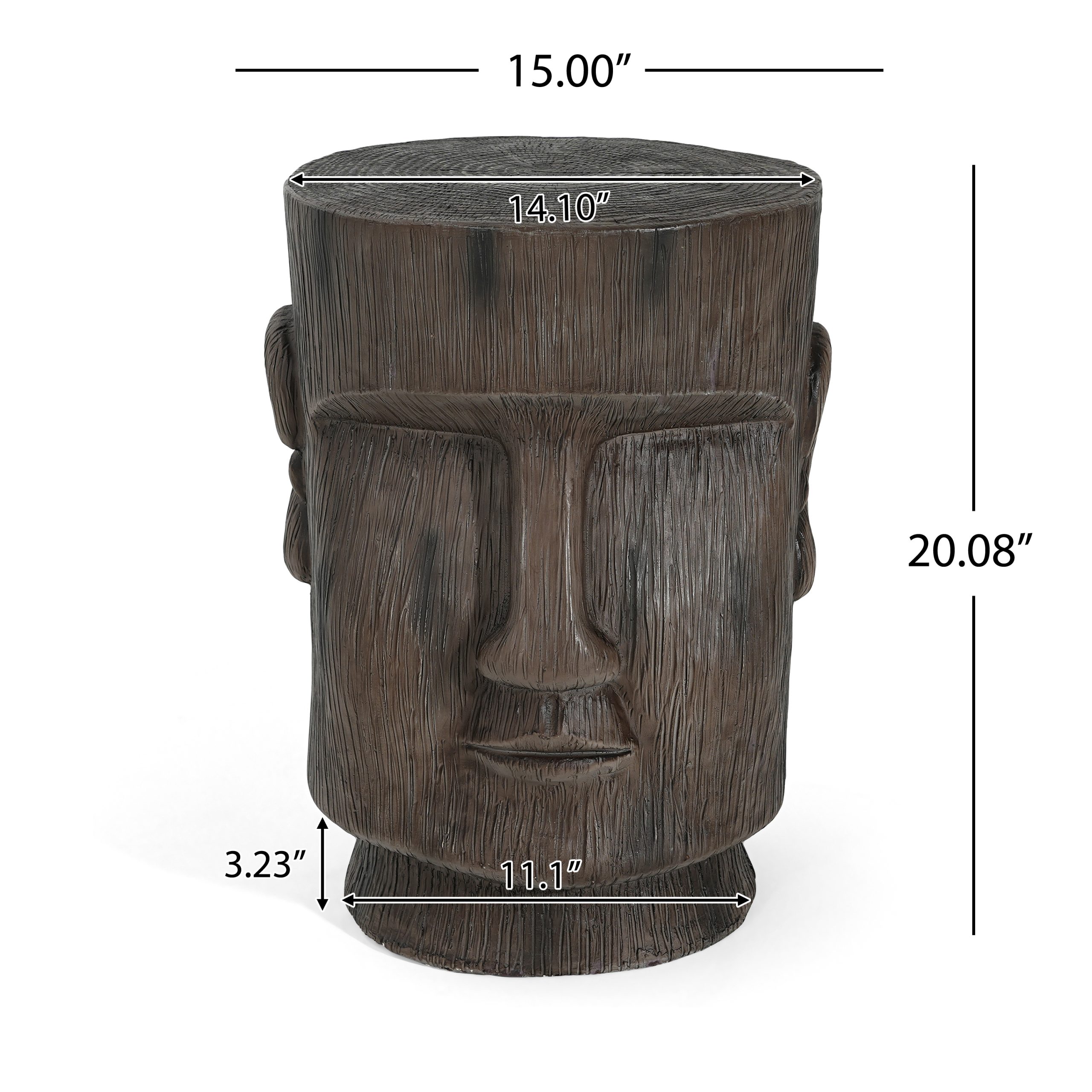 Outdoor Side Table,Easter Island Moai Statue Pedestal End Table Stool,For Home Patio Deck Sunroom Garden Balcony Yard Lawn,Light Grey Color - Image 2