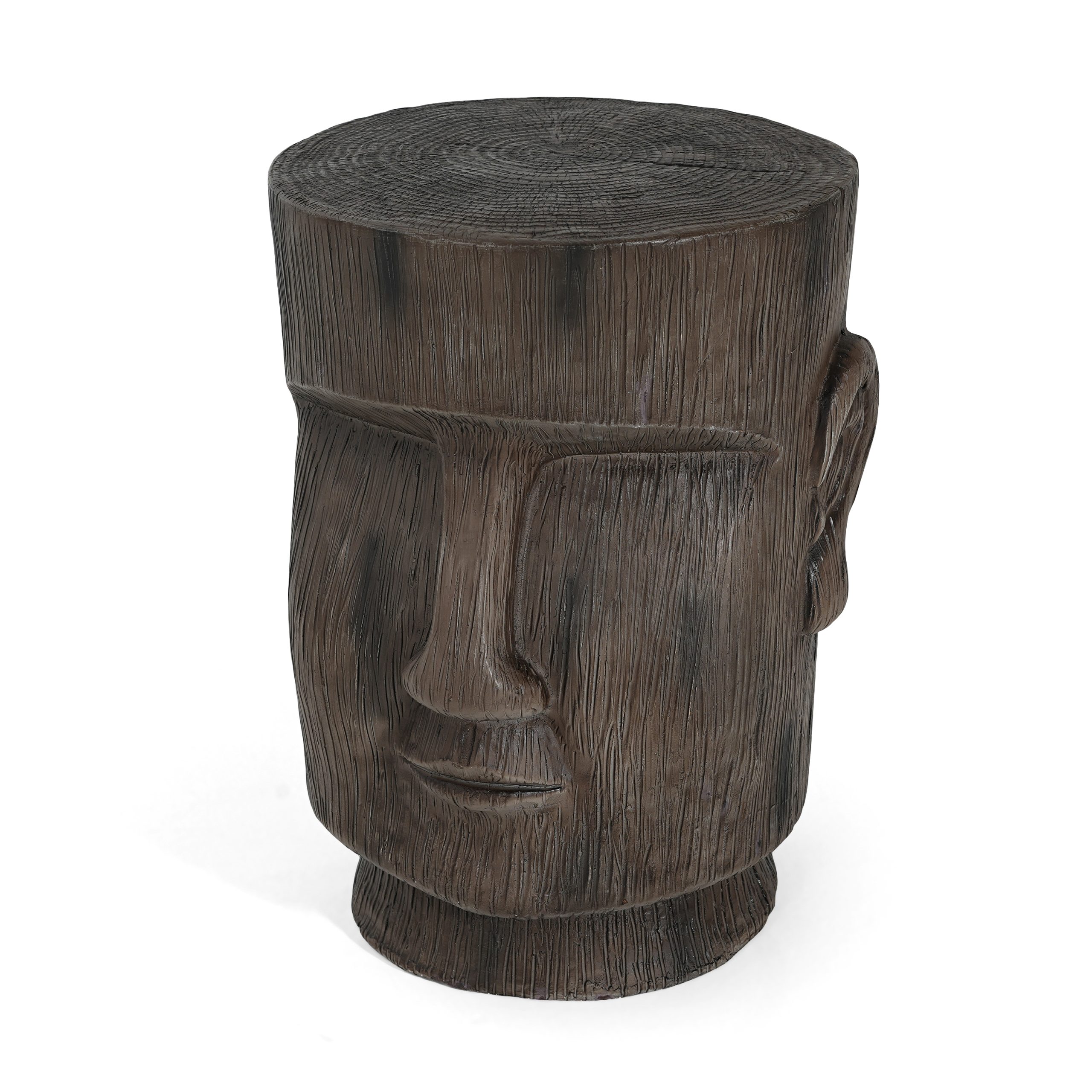 Outdoor Side Table,Easter Island Moai Statue Pedestal End Table Stool,For Home Patio Deck Sunroom Garden Balcony Yard Lawn,Light Grey Color - Image 4