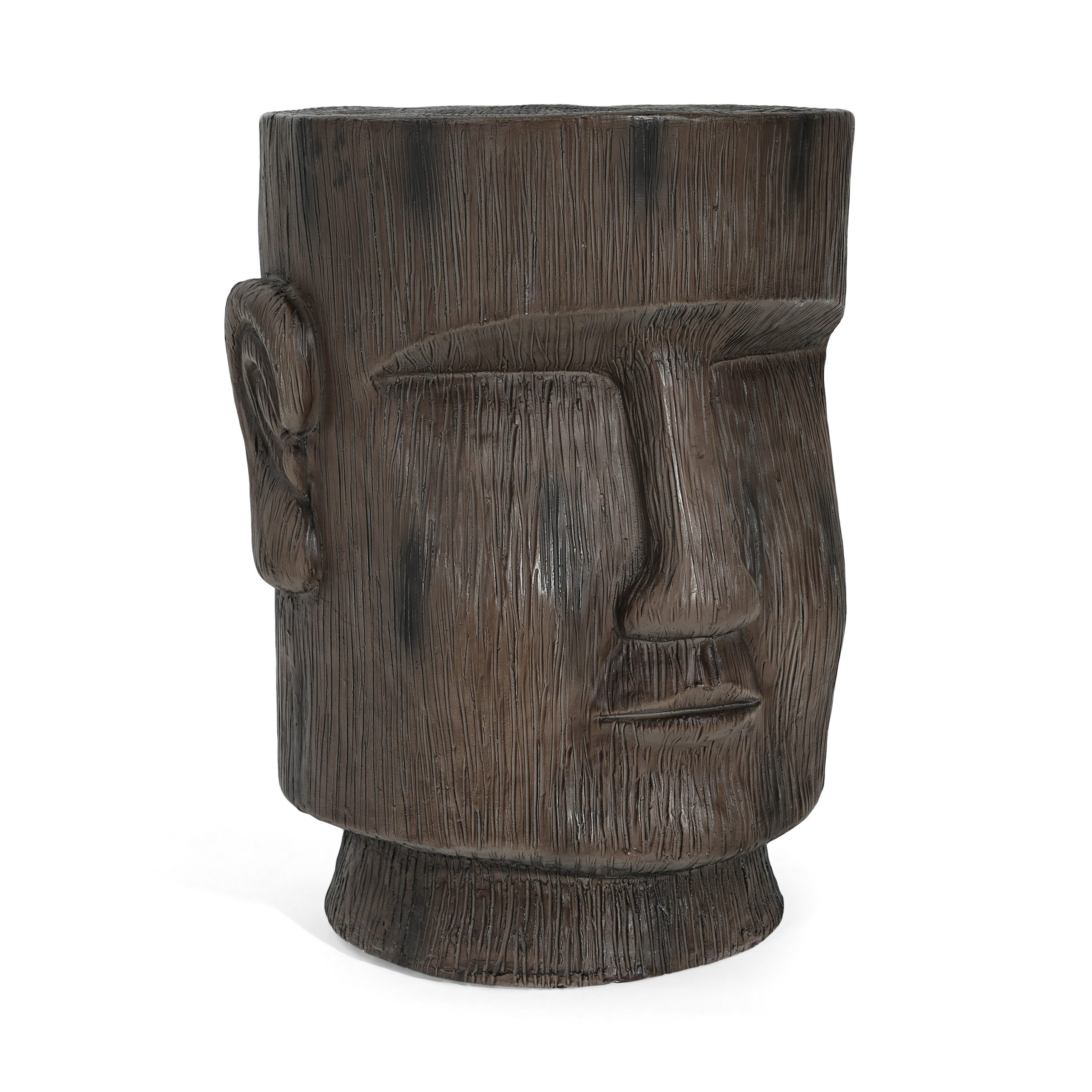 Outdoor Side Table,Easter Island Moai Statue Pedestal End Table Stool,For Home Patio Deck Sunroom Garden Balcony Yard Lawn,Light Grey Color - Image 5