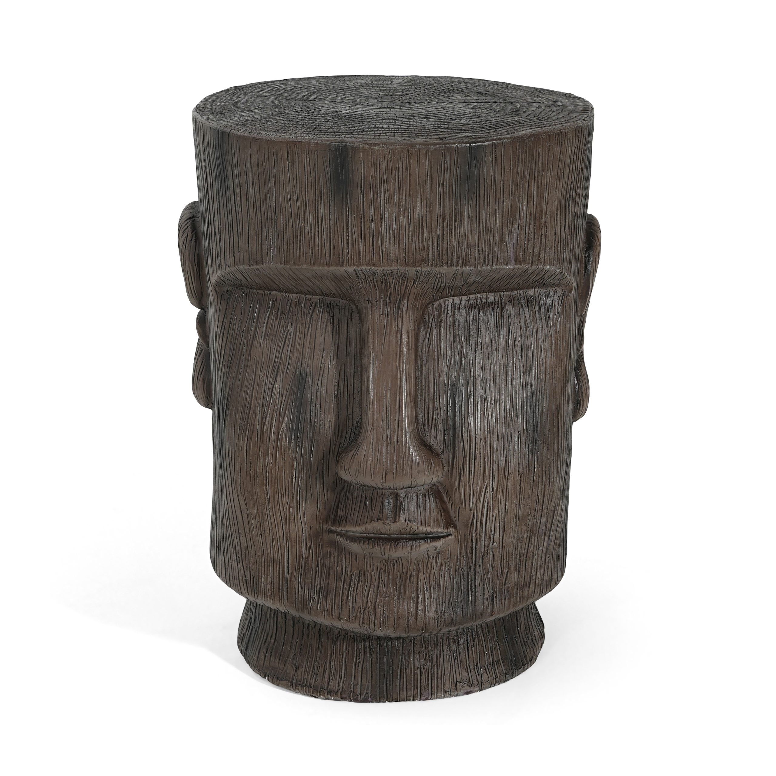 Outdoor Side Table,Easter Island Moai Statue Pedestal End Table Stool,For Home Patio Deck Sunroom Garden Balcony Yard Lawn,Light Grey Color - Image 6