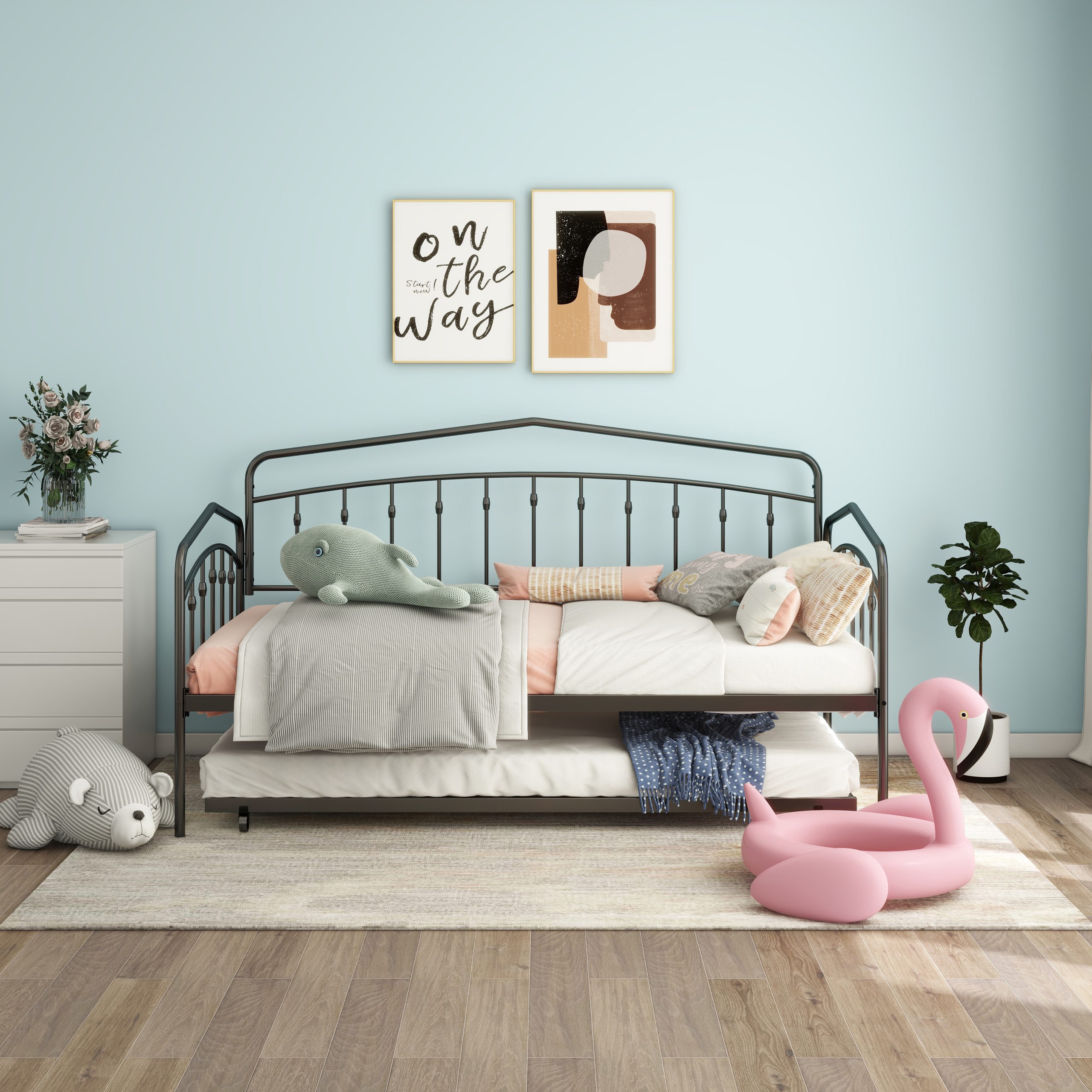 Fox twin daybed with twin trundle, Black - Image 2