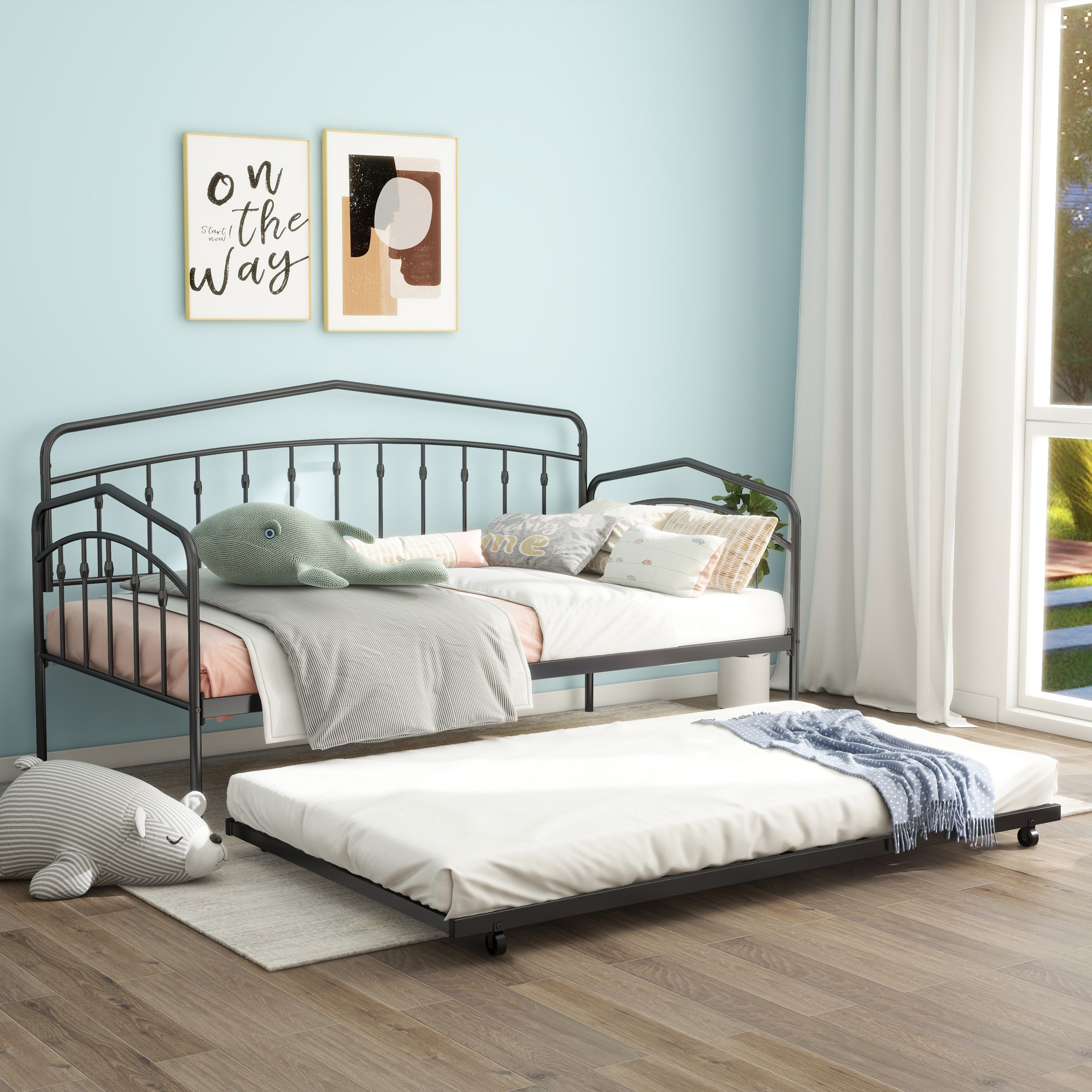 Fox twin daybed with twin trundle, Black - Image 3