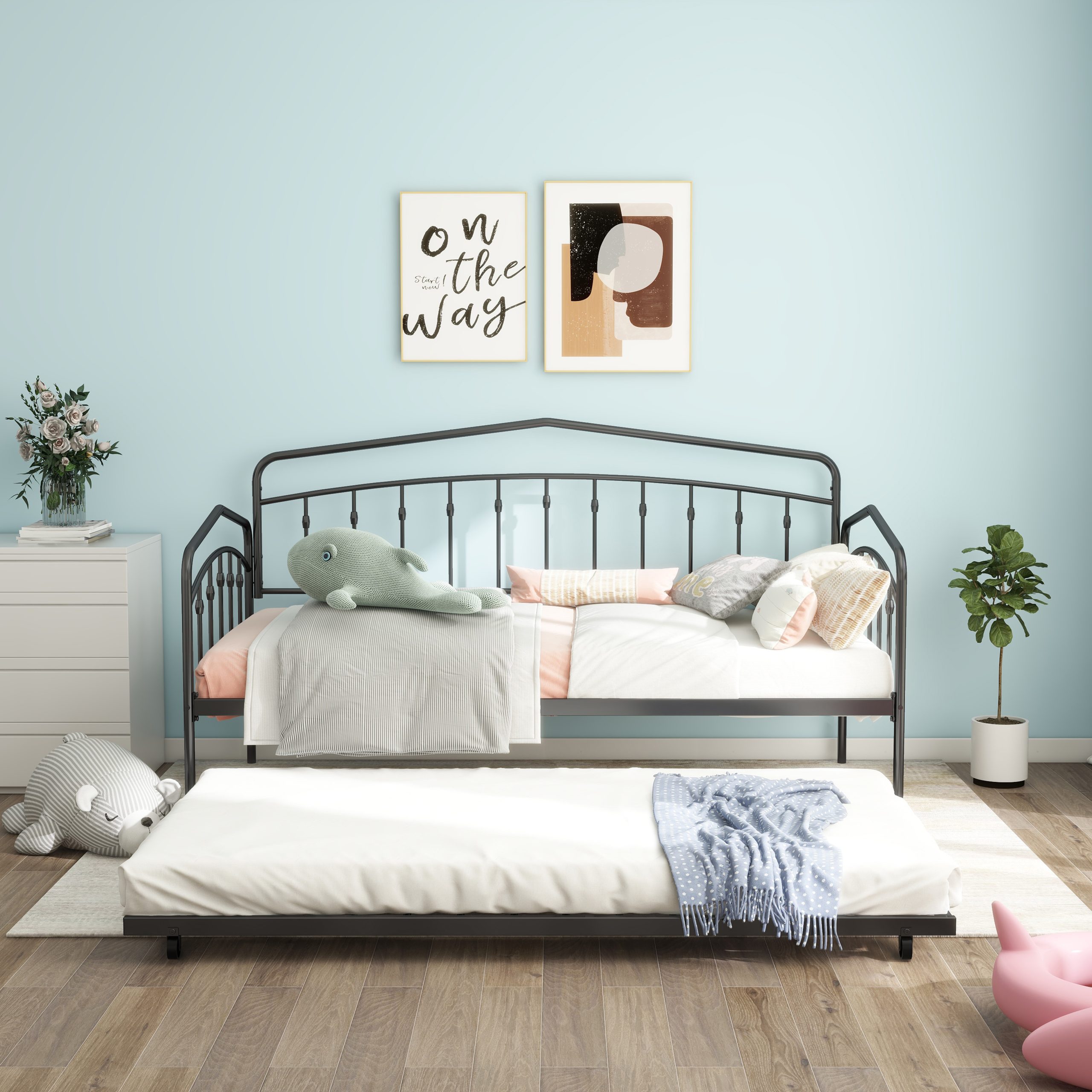 Fox twin daybed with twin trundle, Black - Image 4