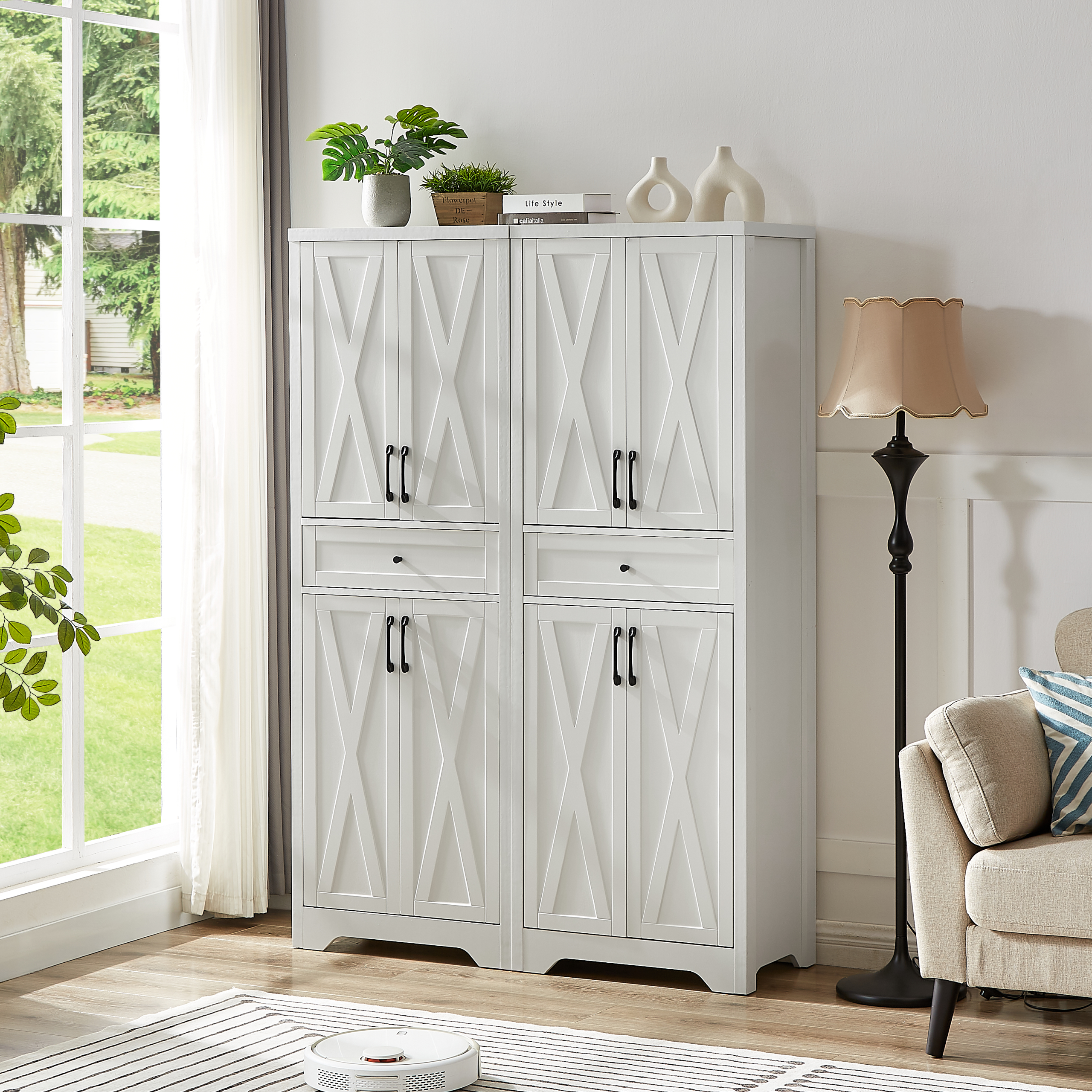 66" Side Cabinet, White - Image 3
