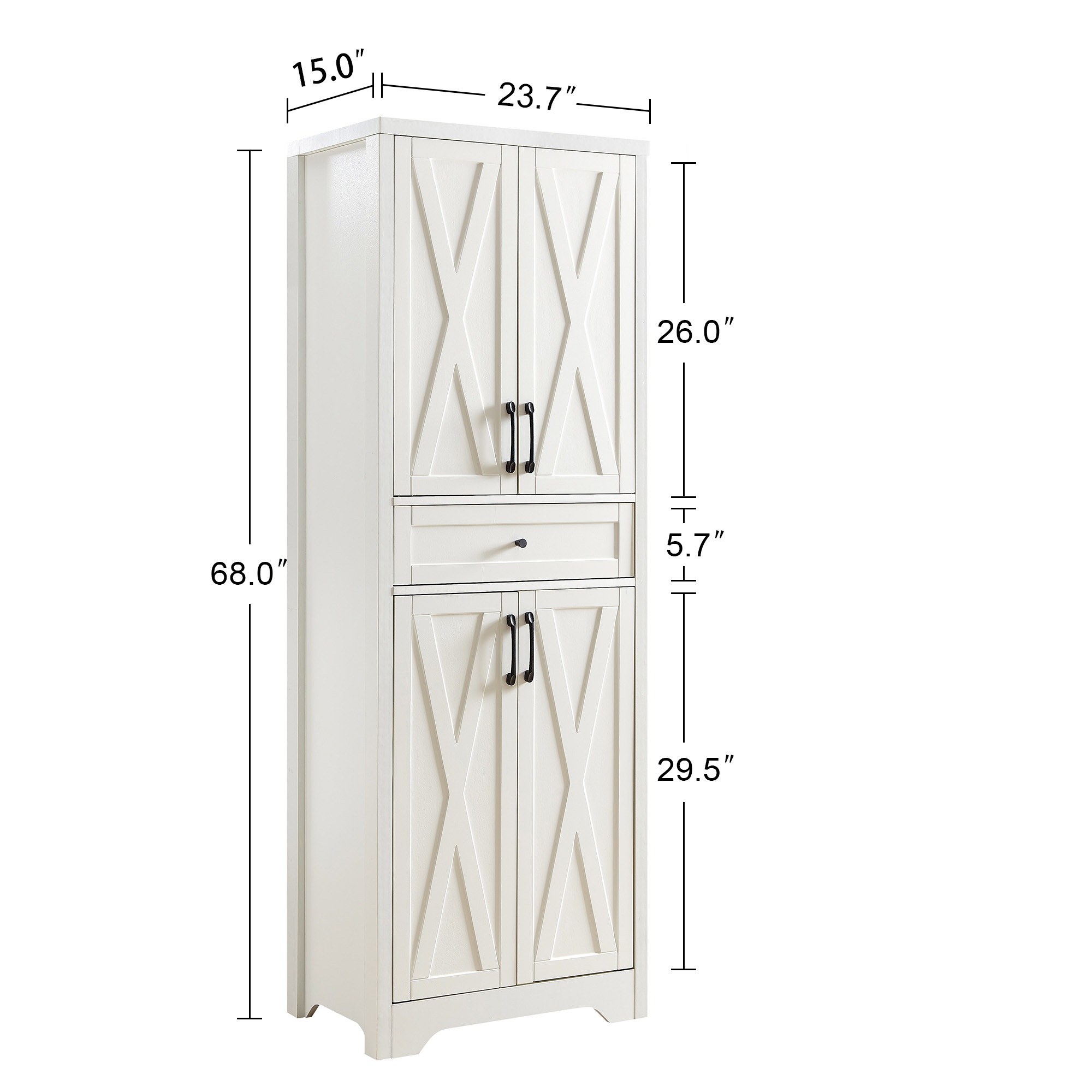 66" Side Cabinet, White - Image 4