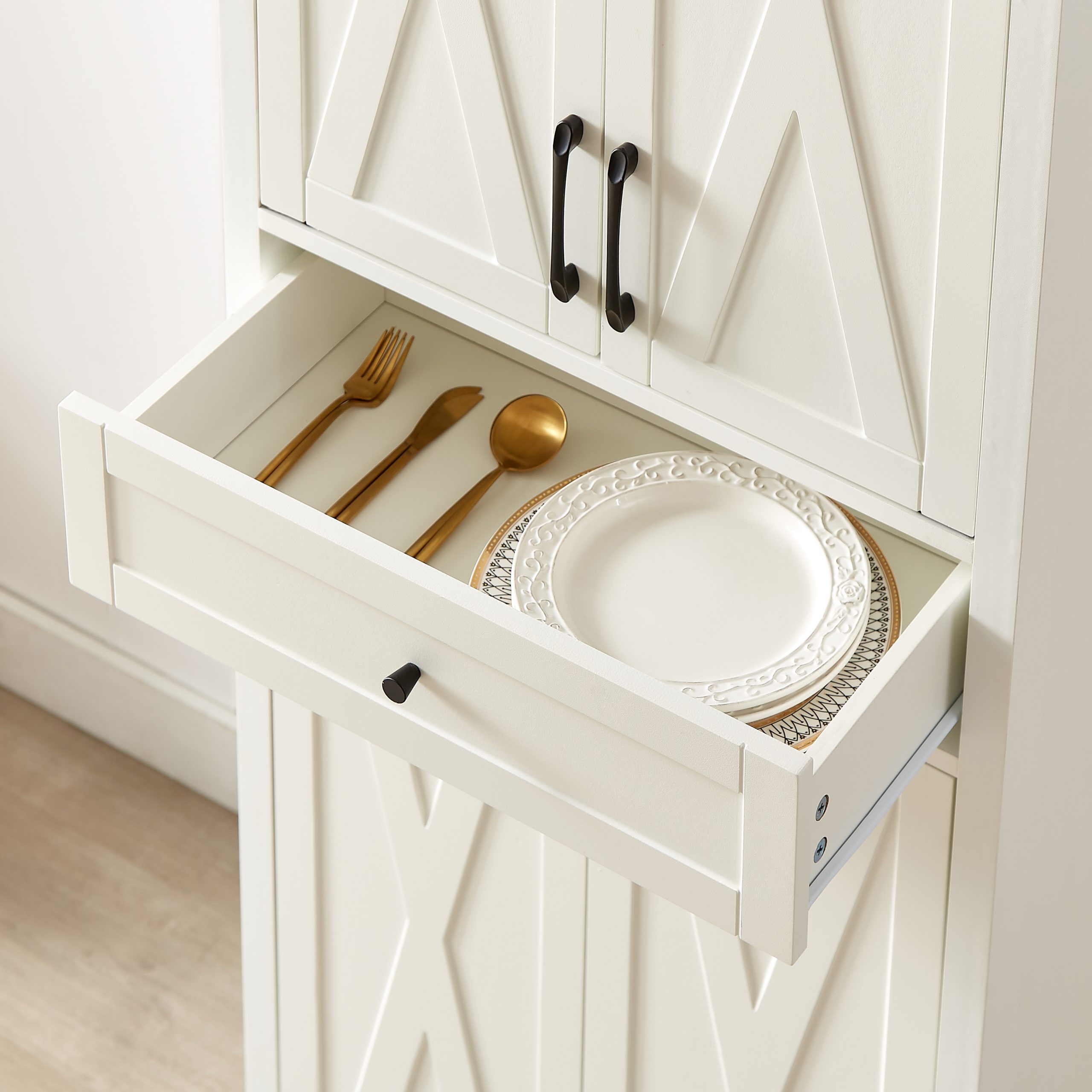 66" Side Cabinet, White - Image 5