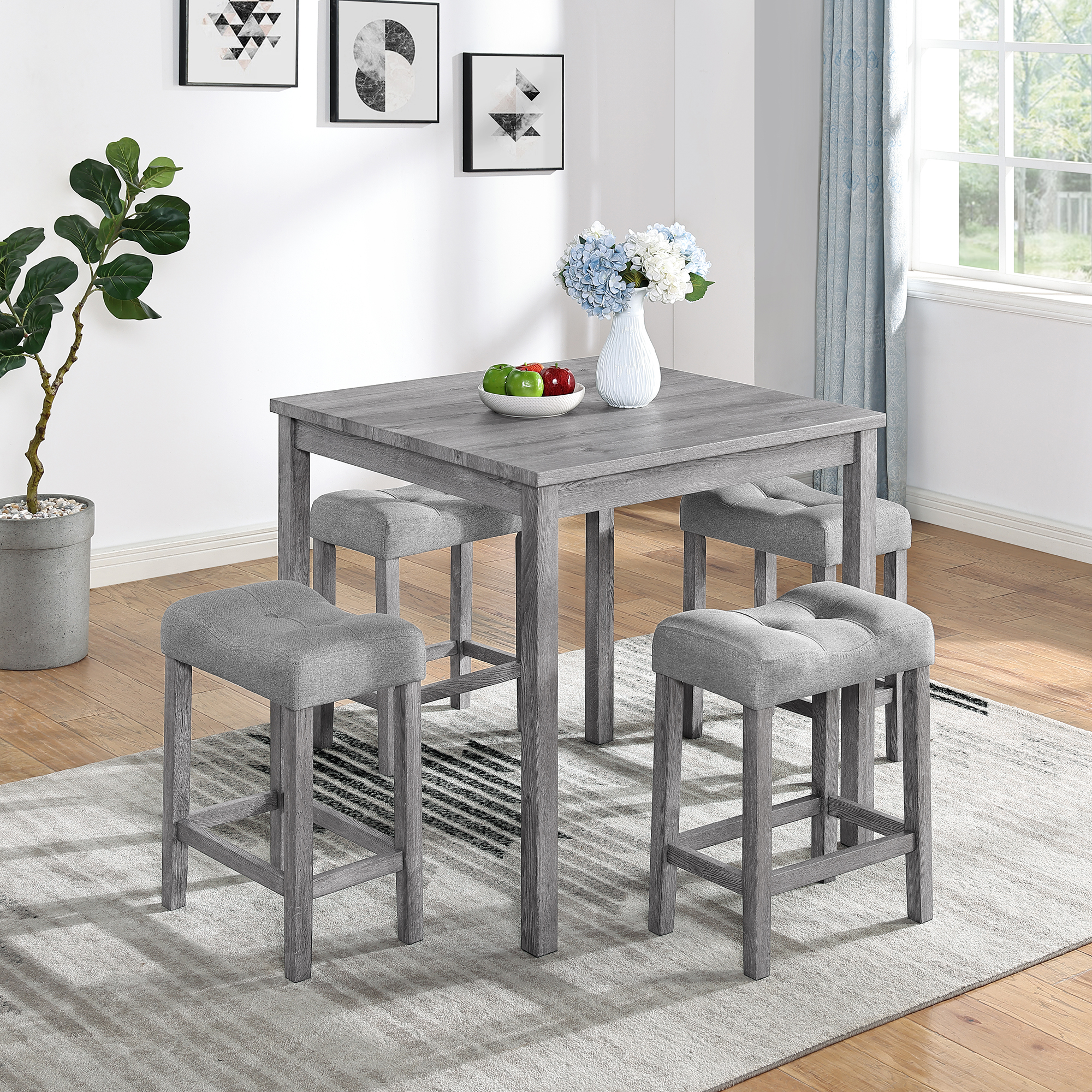 Dining Table, Bar Table and Chairs Set, 5 Piece Dining Table Set, Industrial Breakfast Table Set, for Living Room, Dining Room, Game Room - Image 2