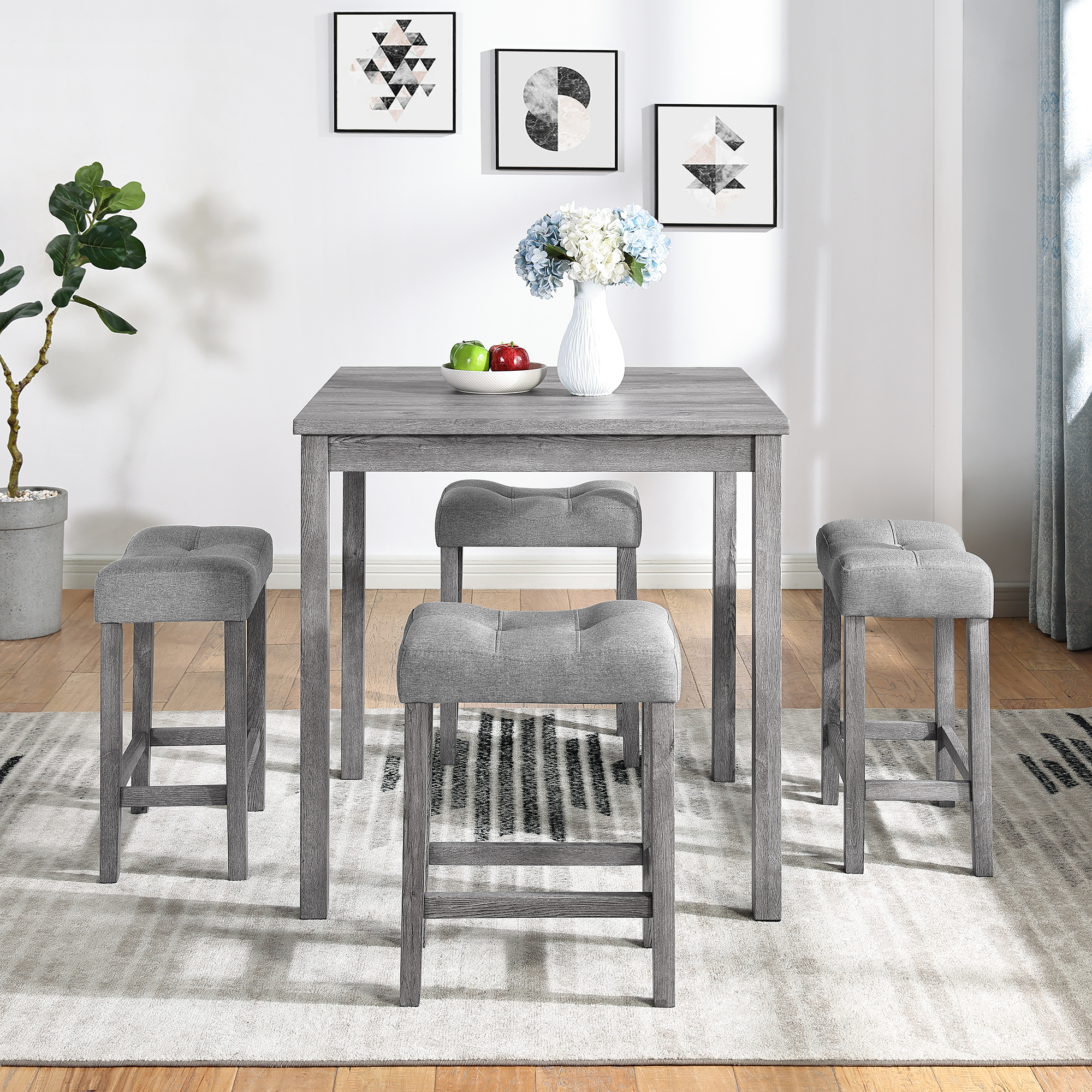 Dining Table, Bar Table and Chairs Set, 5 Piece Dining Table Set, Industrial Breakfast Table Set, for Living Room, Dining Room, Game Room - Image 3