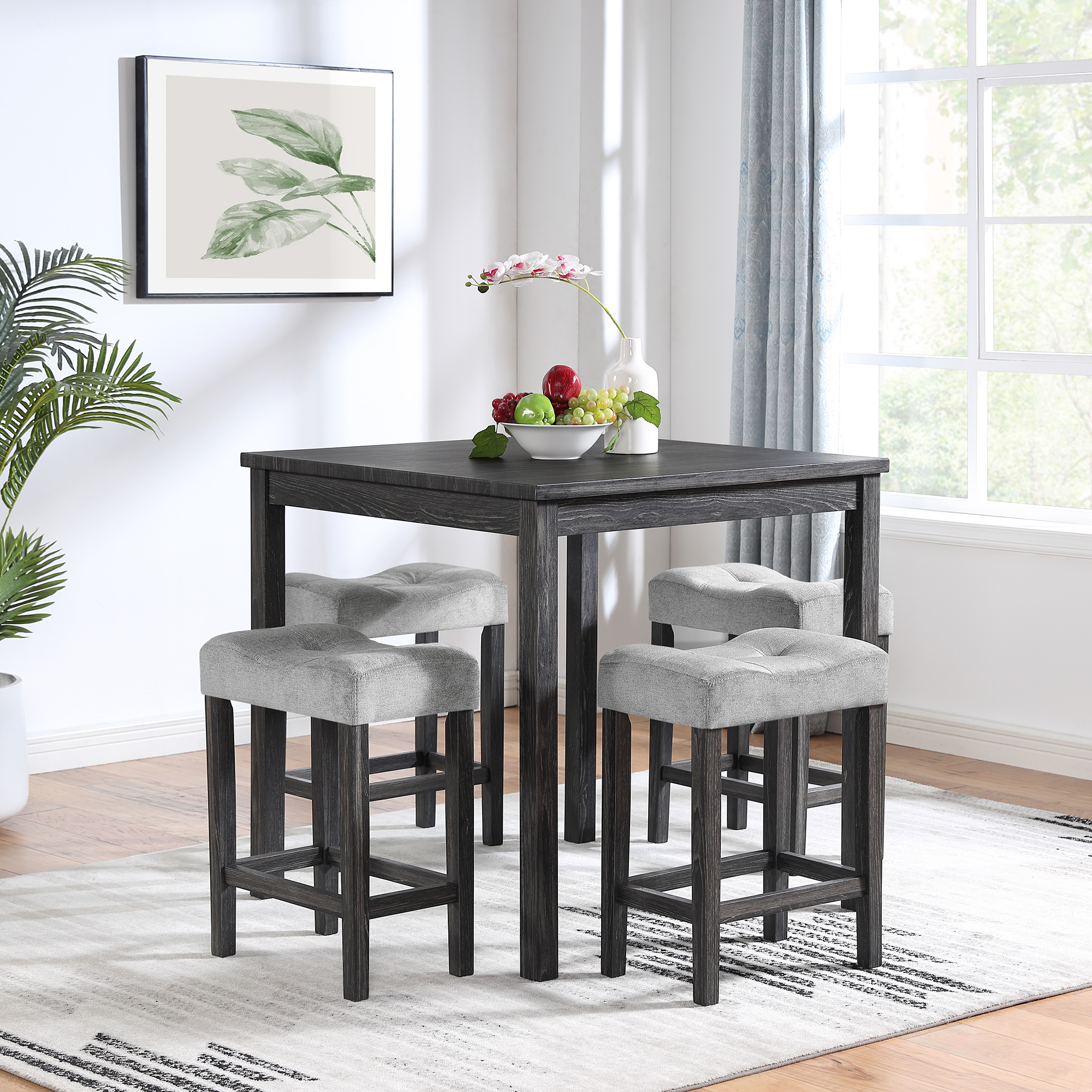 Dining Table, Bar Table and Chairs Set, 5 Piece Dining Table Set, Industrial Breakfast Table Set, for Living Room, Dining Room, Game Room - Image 2