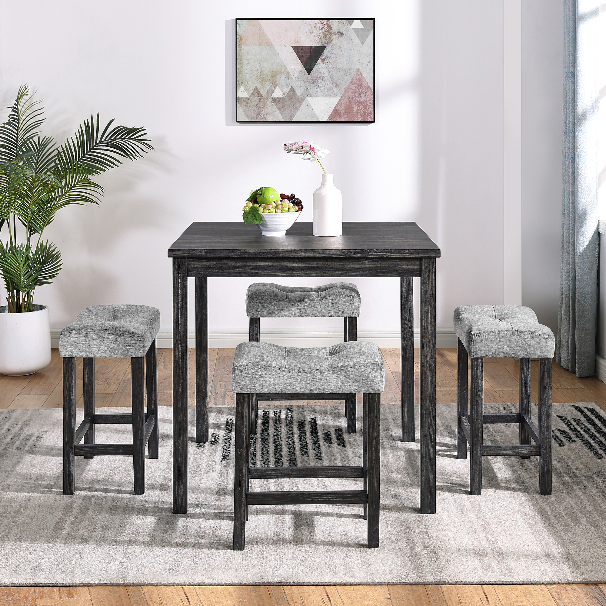 Dining Table, Bar Table and Chairs Set, 5 Piece Dining Table Set, Industrial Breakfast Table Set, for Living Room, Dining Room, Game Room - Image 3