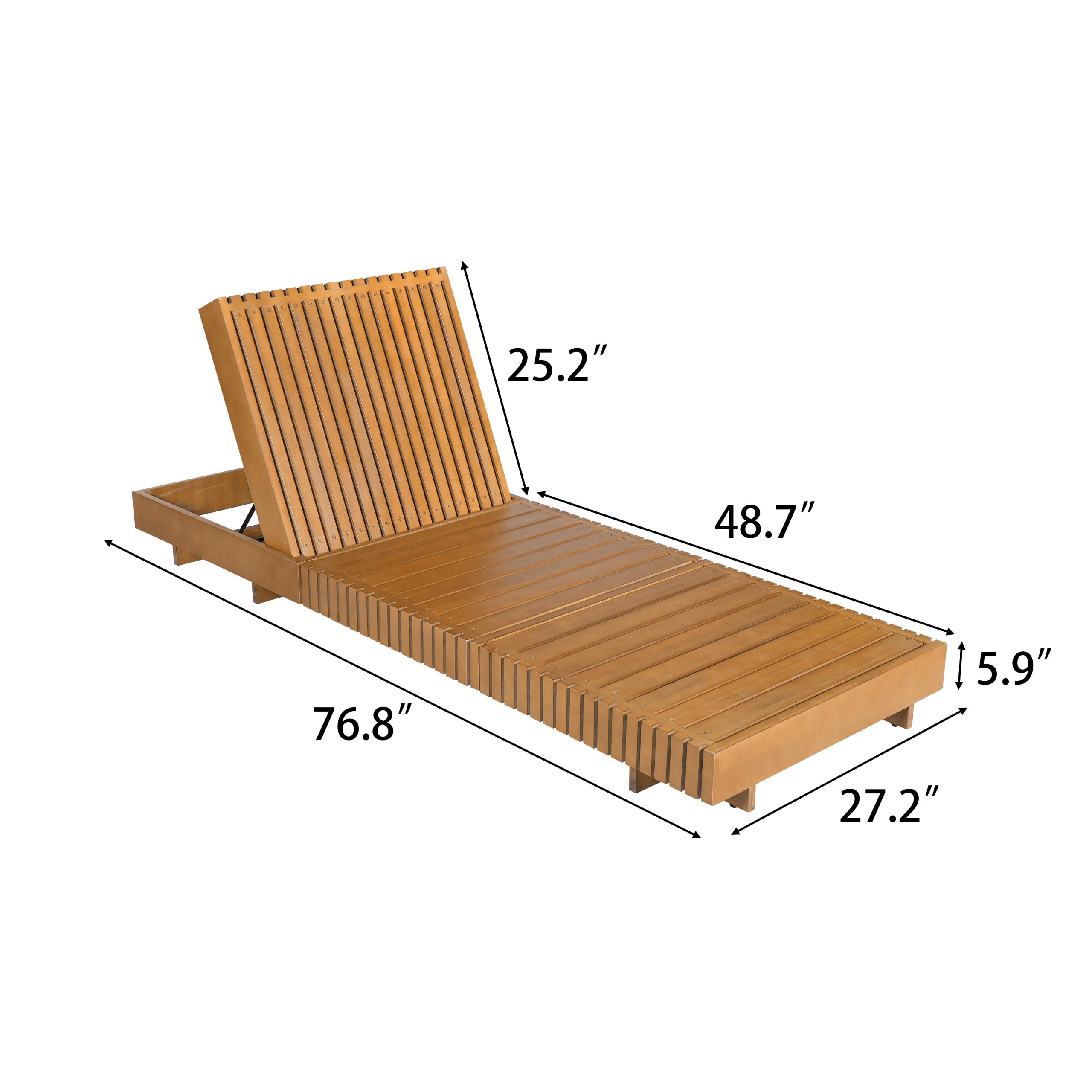 Lounge chaise Set, Acacia solid wood with LOUNGE CUSHION (Dark Grey) - Matching Cream Version Available - Image 2