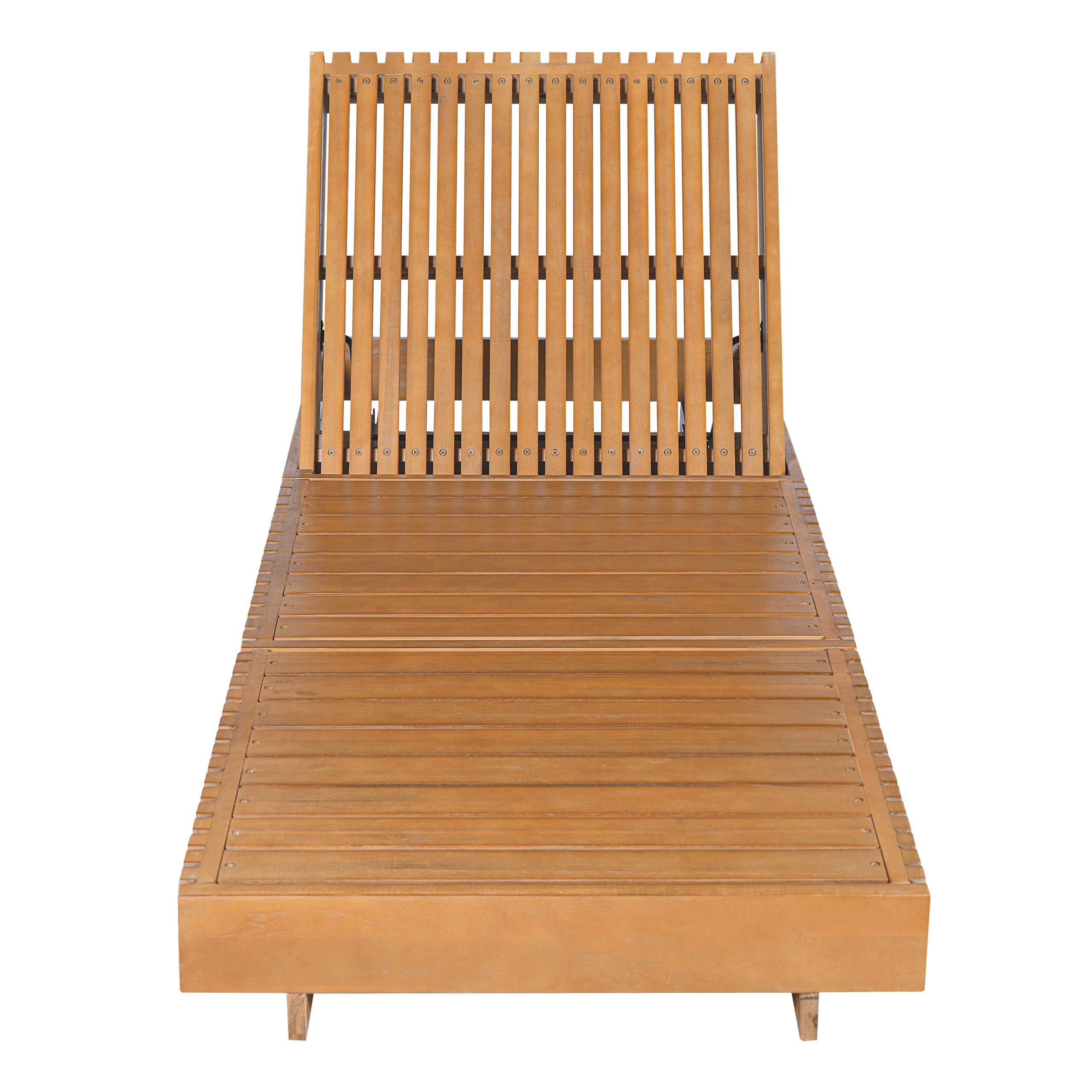 Outdoor Chaise Lounge Chair with 6-Position Adjustable Backrest,Acacia solid wood,Copper Teak Color - Image 3