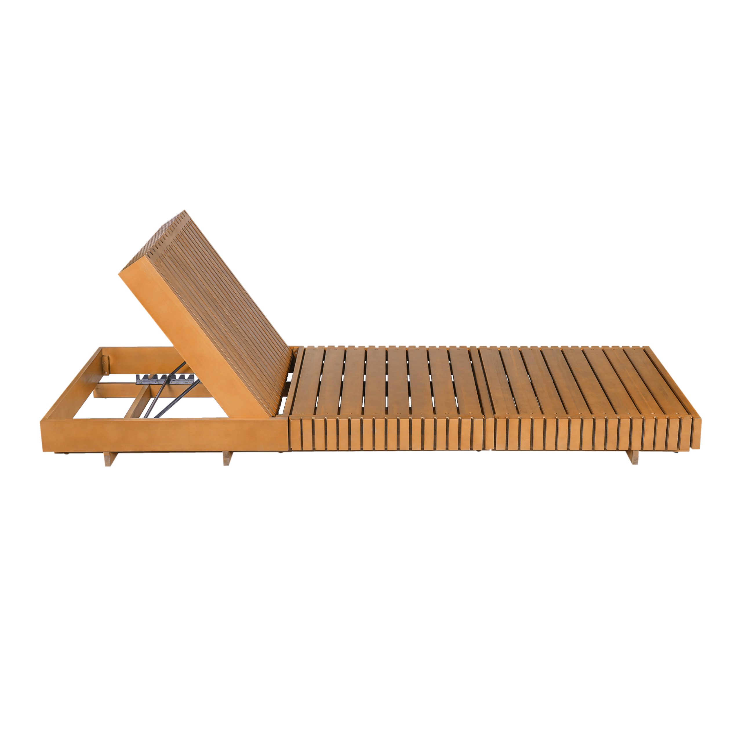 Outdoor Chaise Lounge Chair with 6-Position Adjustable Backrest,Acacia solid wood,Copper Teak Color - Image 4