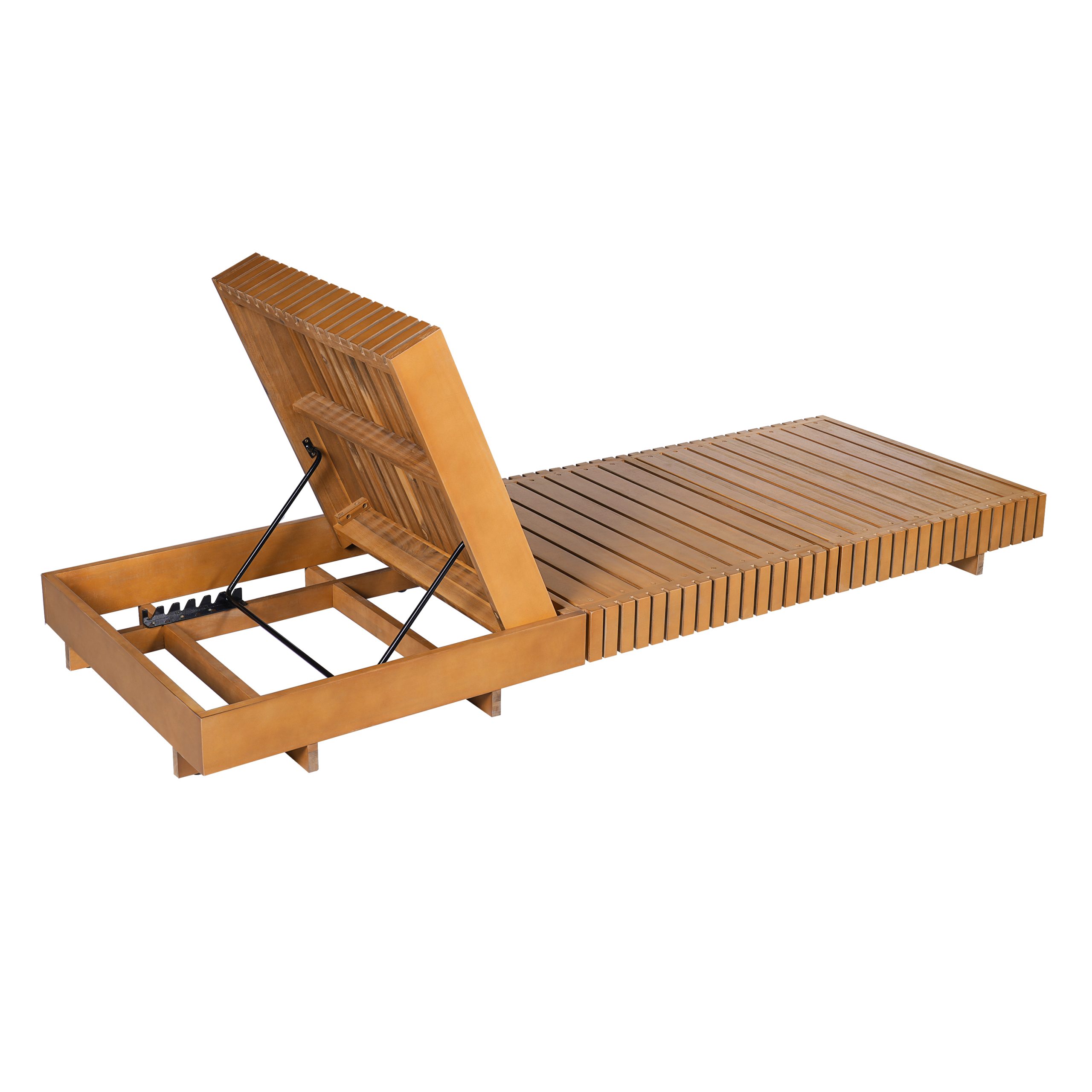 Outdoor Chaise Lounge Chair with 6-Position Adjustable Backrest,Acacia solid wood,Copper Teak Color - Image 5