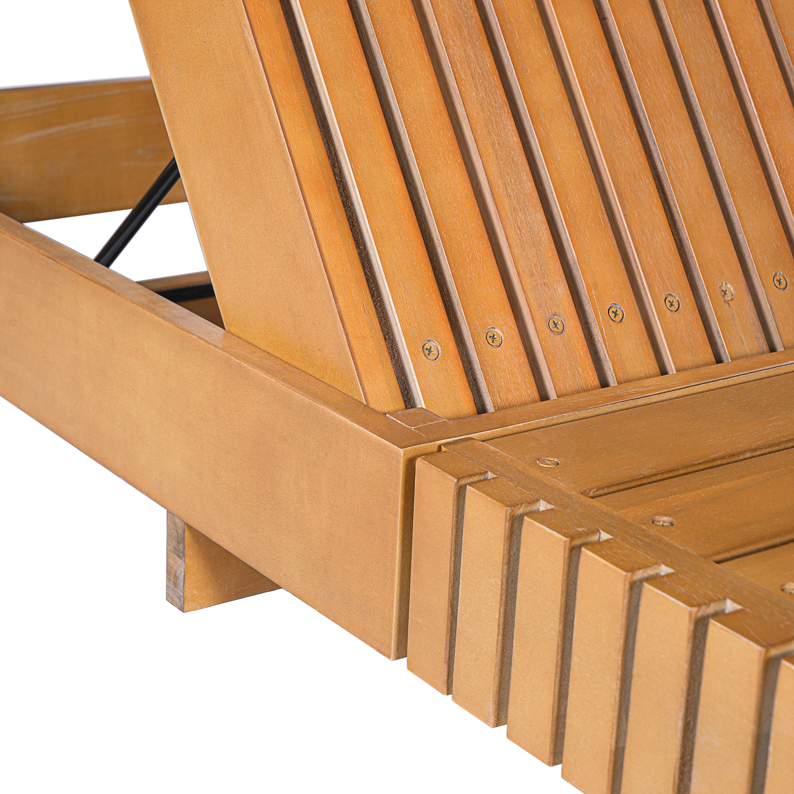 Outdoor Chaise Lounge Chair with 6-Position Adjustable Backrest,Acacia solid wood,Copper Teak Color - Image 6