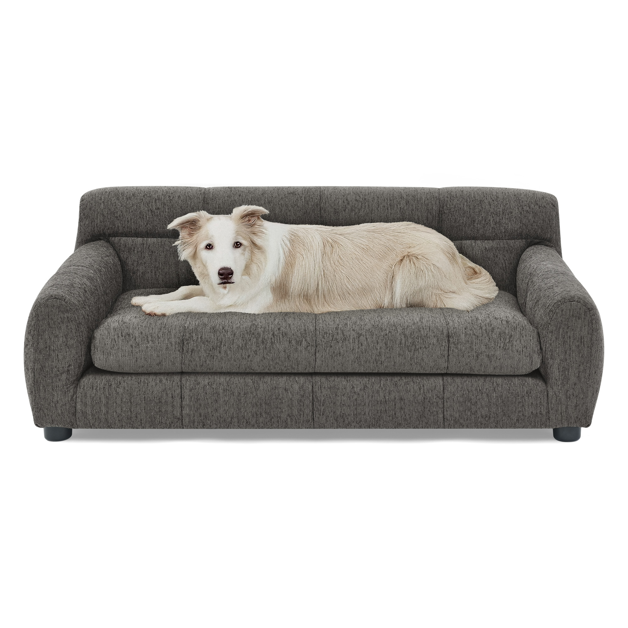 Soft and comfortable pet sofa with backrest and armrests, suitable for modern rectangular pet sofas for small and medium-sized dogs,-dark gray - Image 5
