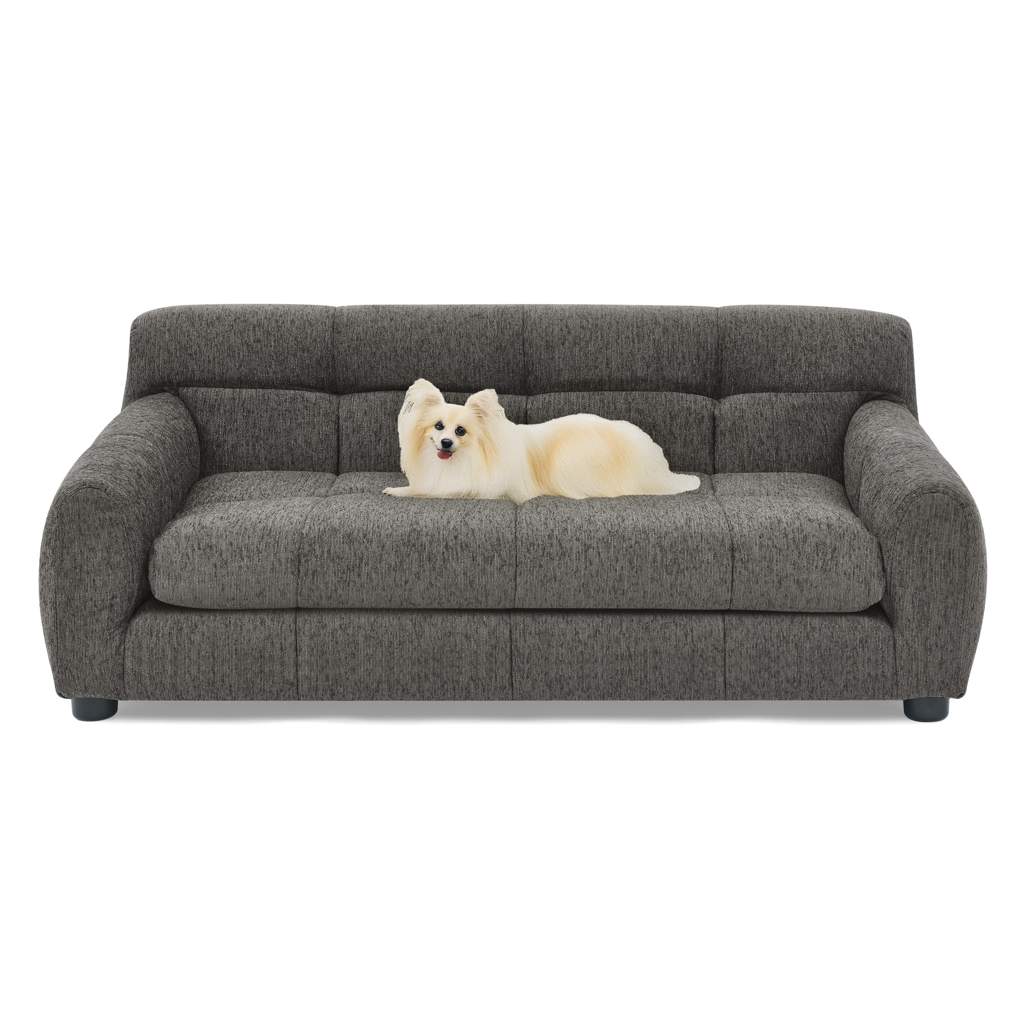 Soft and comfortable pet sofa with backrest and armrests, suitable for modern rectangular pet sofas for small and medium-sized dogs,-dark gray - Image 6