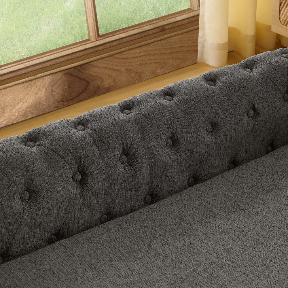 Elegant rectangular pet bed for big and oversized dogs, durable elevated dog sofa bed, comfortable dog sofa, modern and fashionable linen fabric dog sofa-DARK GREY - Image 3