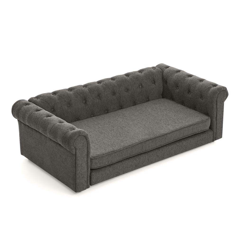Elegant rectangular pet bed for big and oversized dogs, durable elevated dog sofa bed, comfortable dog sofa, modern and fashionable linen fabric dog sofa-DARK GREY - Image 6