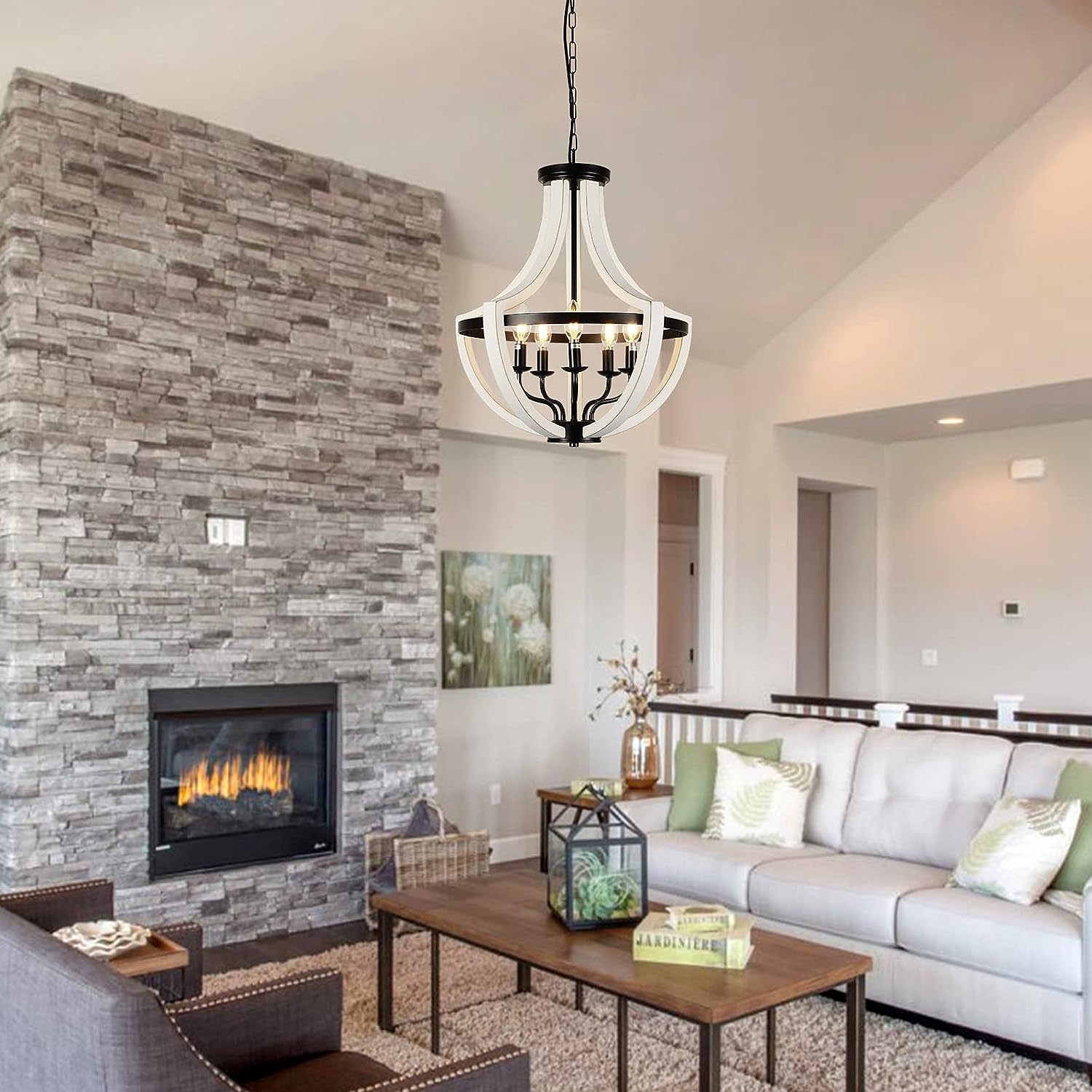 Modern White Solid Wood Chandeliers - Image 3