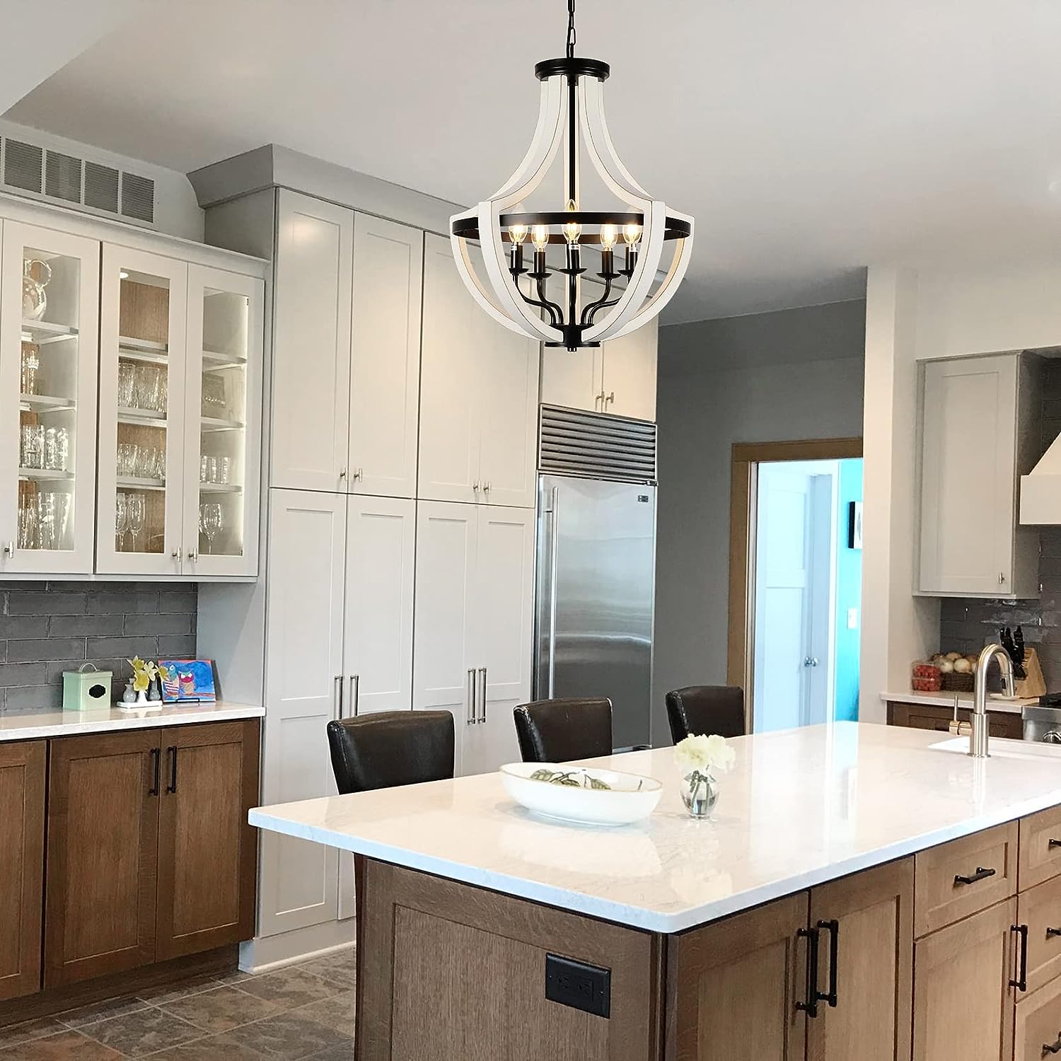 Modern White Solid Wood Chandeliers - Image 4