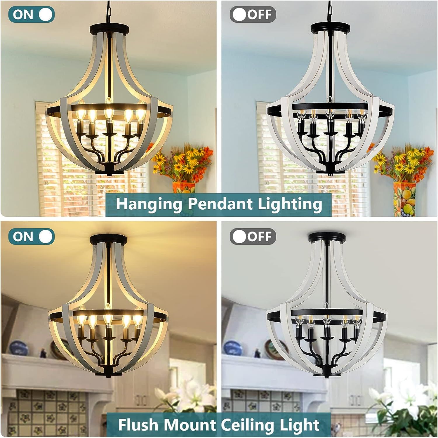 Modern White Solid Wood Chandeliers - Image 6