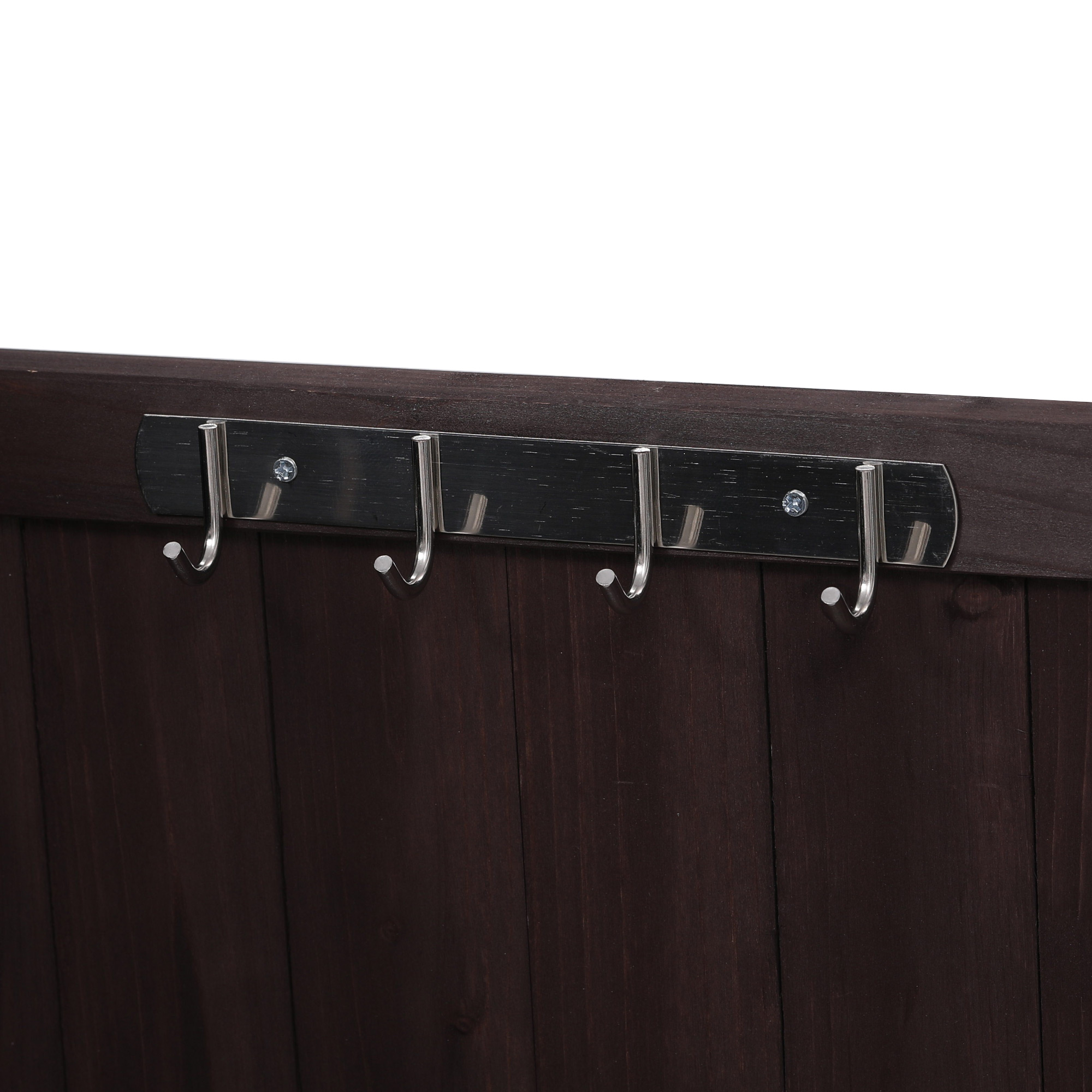 K&K 53.3" Outdoor Kitchen Island with Raised Shelf, Solid Wood Storage Cabinet with Stainless Steel Top, Outdoor Rolling Grill Cart with Internal Storage Rack, Adjustable Shelf, Spice Rack, Brown - Image 2